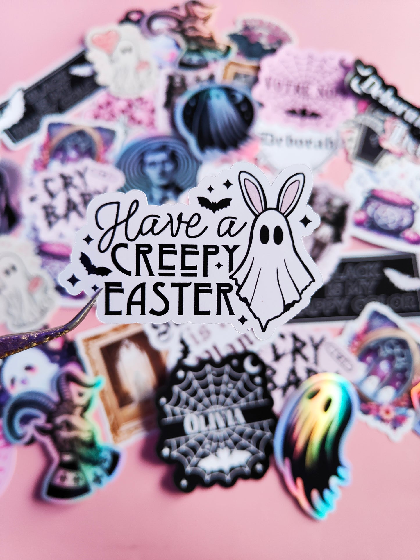 Creepy Easter Ghost Glossy Sticker