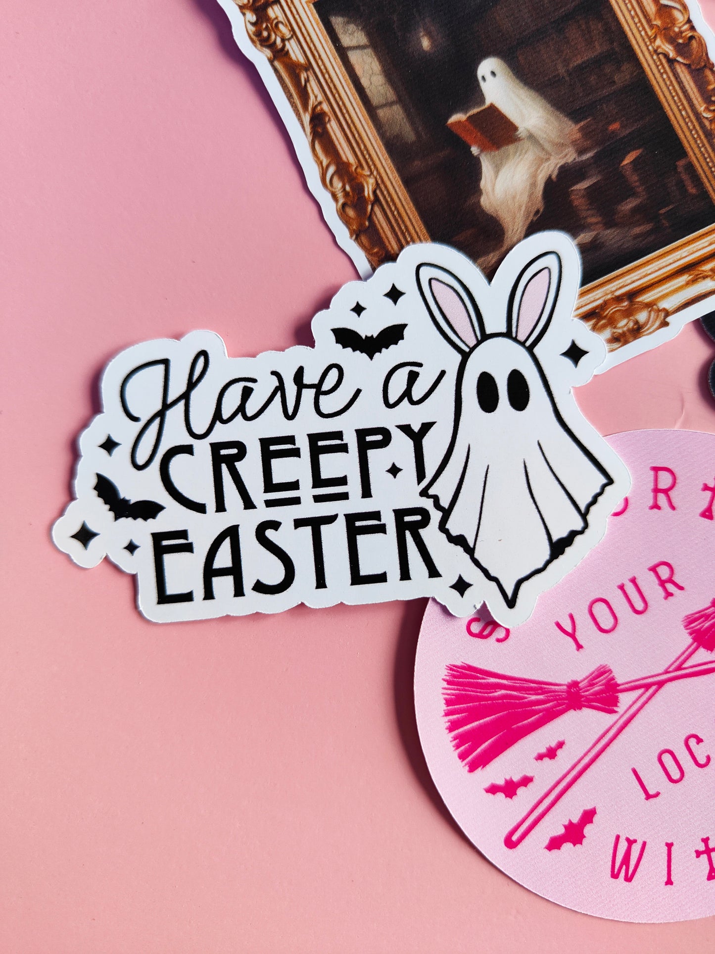 Creepy Easter Ghost Glossy Sticker