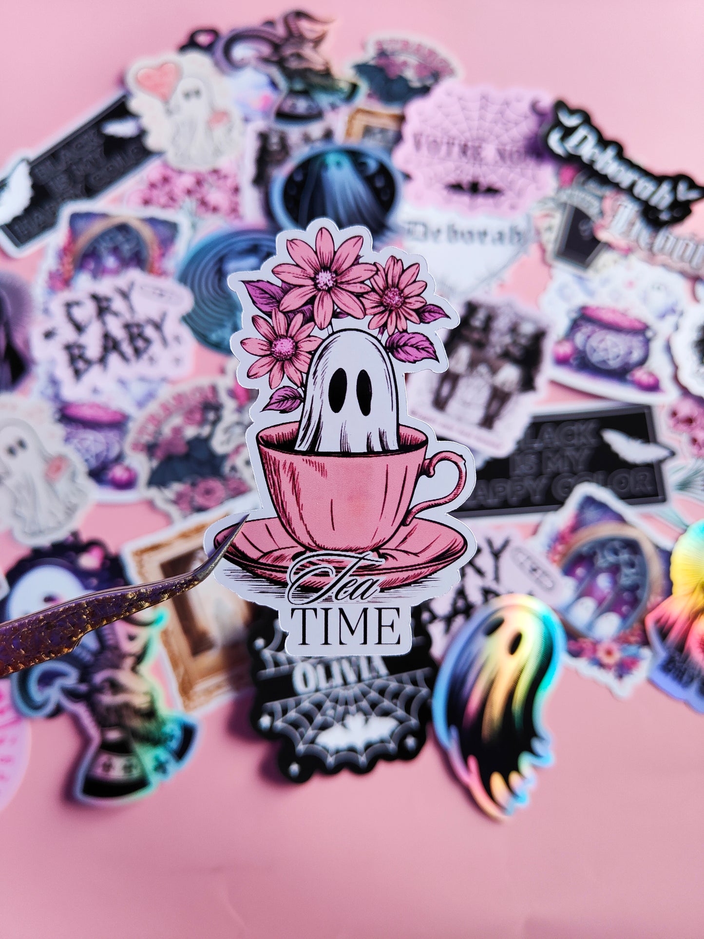 Stickers Autocollant Brillant "Fantôme Tea Time"