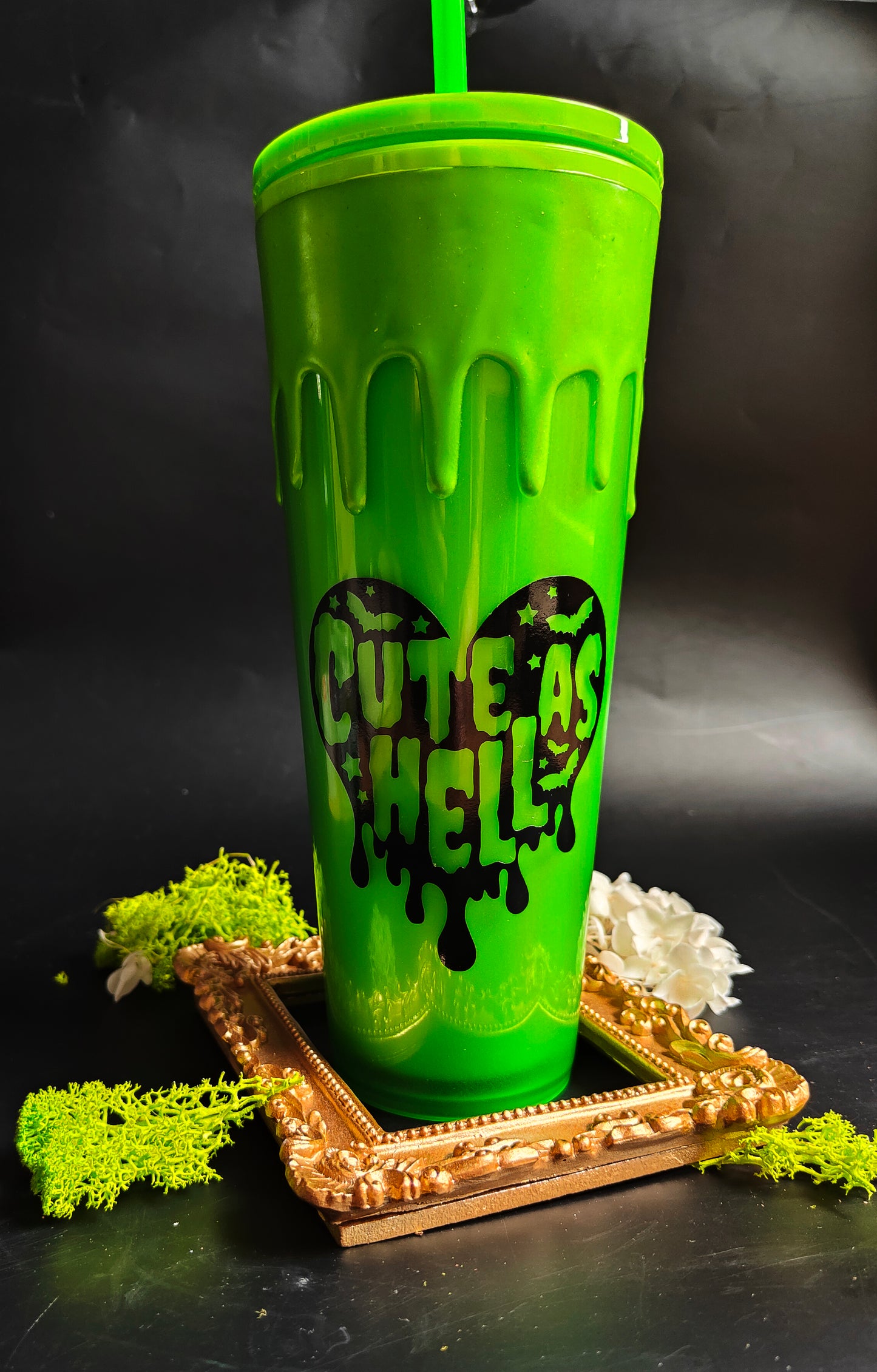 Gobelet Fluo avec Paille "Cute as Hell"