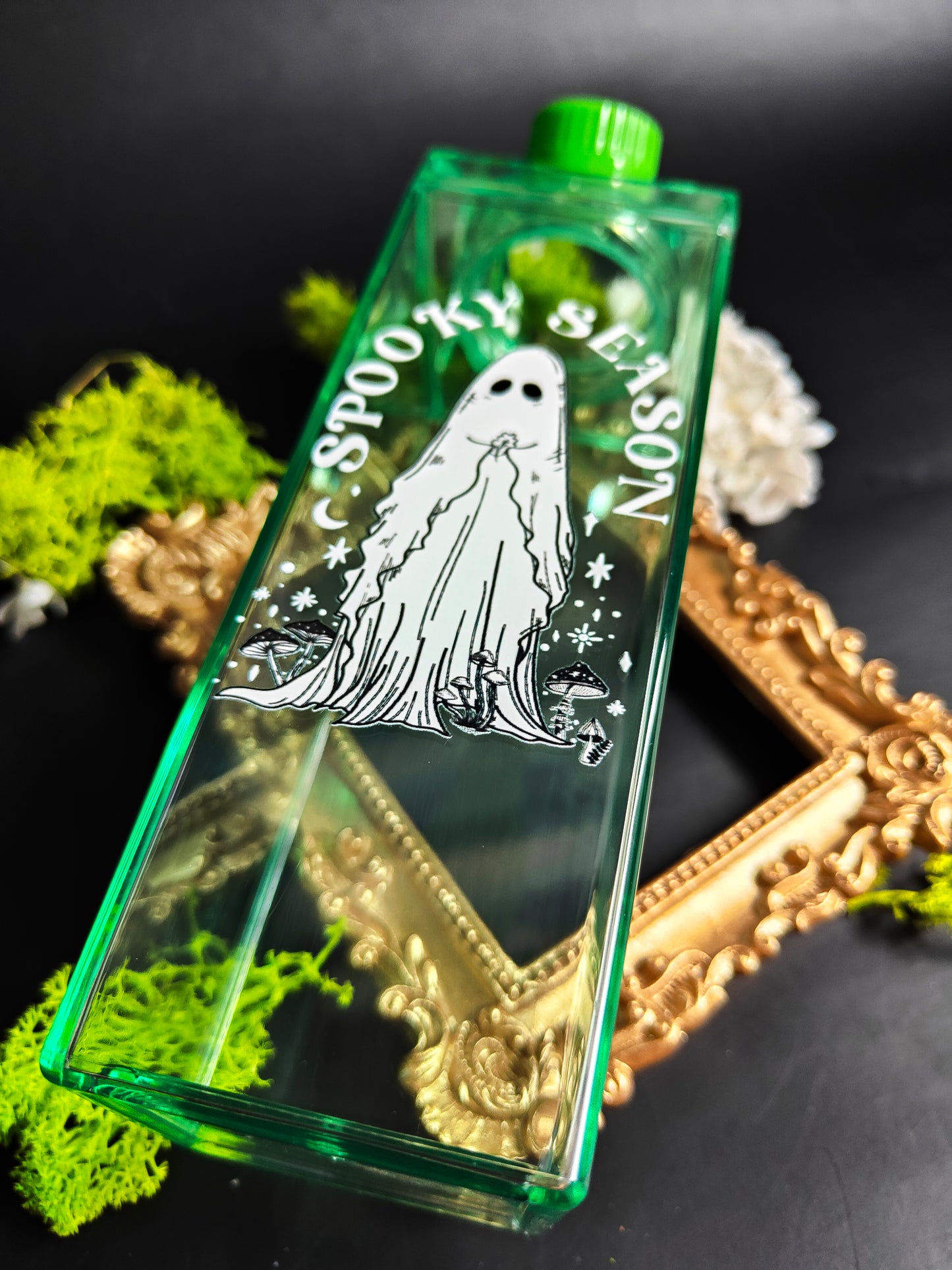 Green Milk Brick Style Bottle - "Spooky Season Ghost"