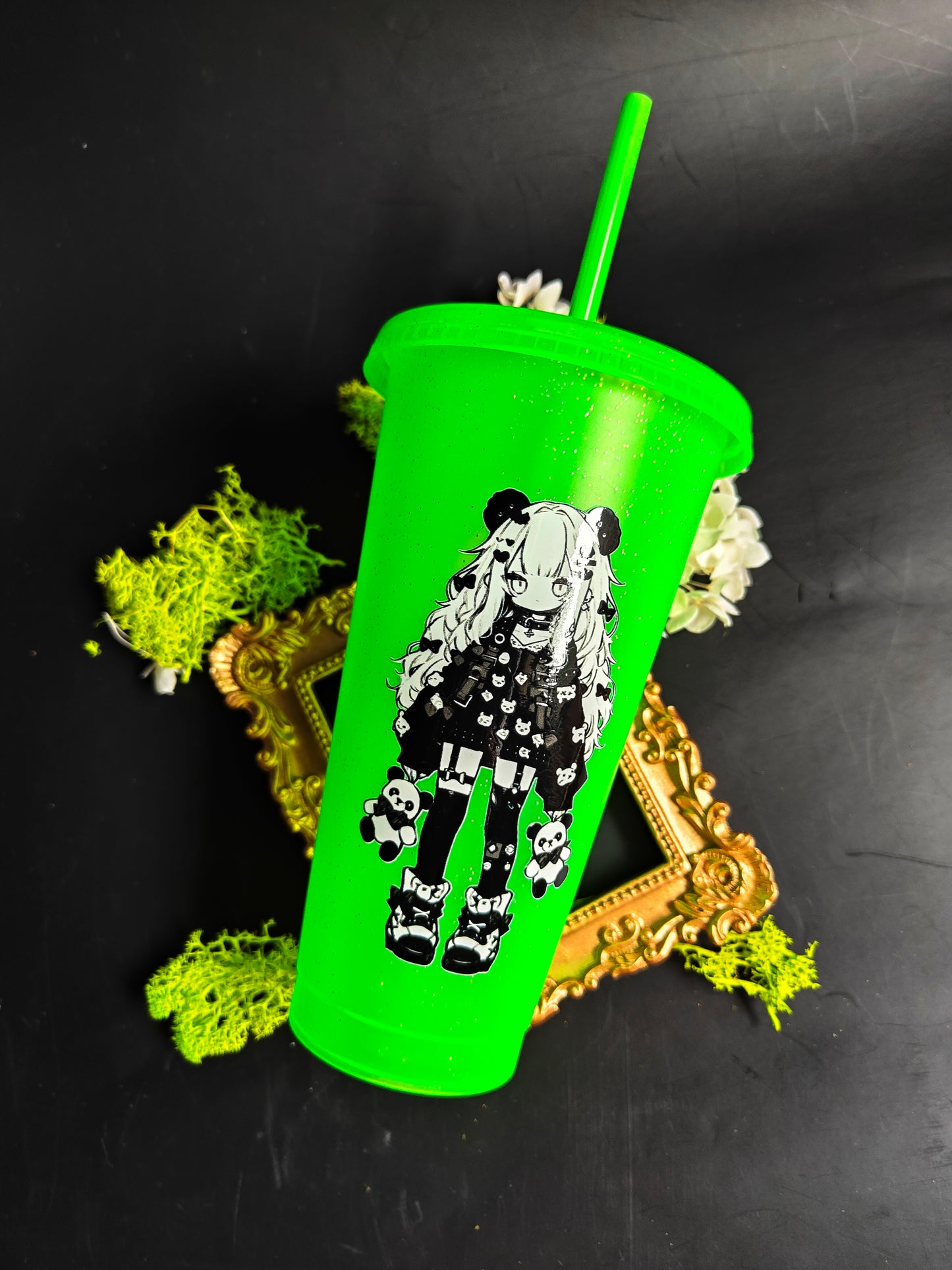 Neon Green Tumbler - Kawaii Gothic Girl