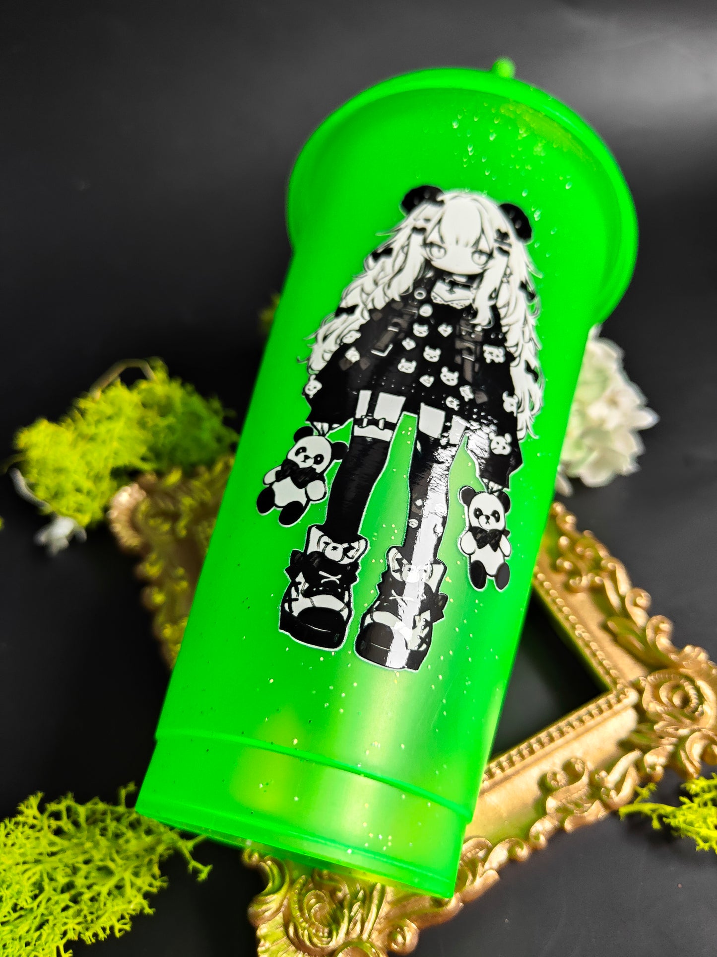 Neon Green Tumbler - Kawaii Gothic Girl