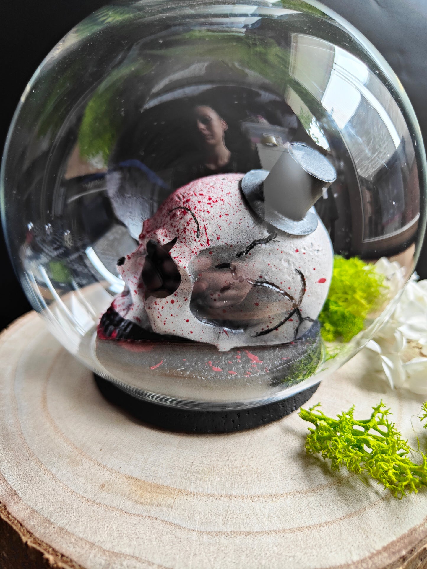 Skull Glass Globe "Cinema" Horror