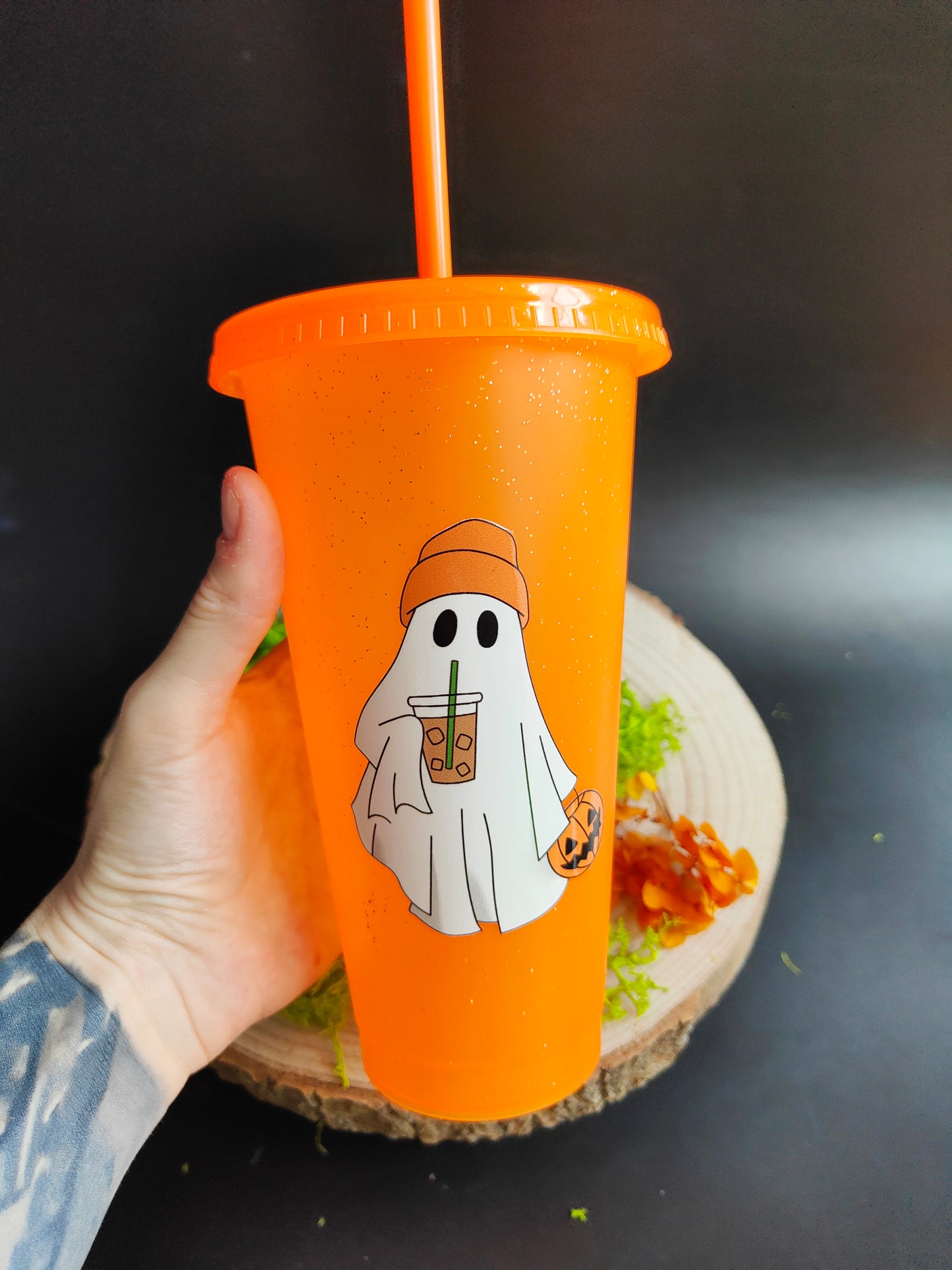 Orange Cup - Halloween Ghost