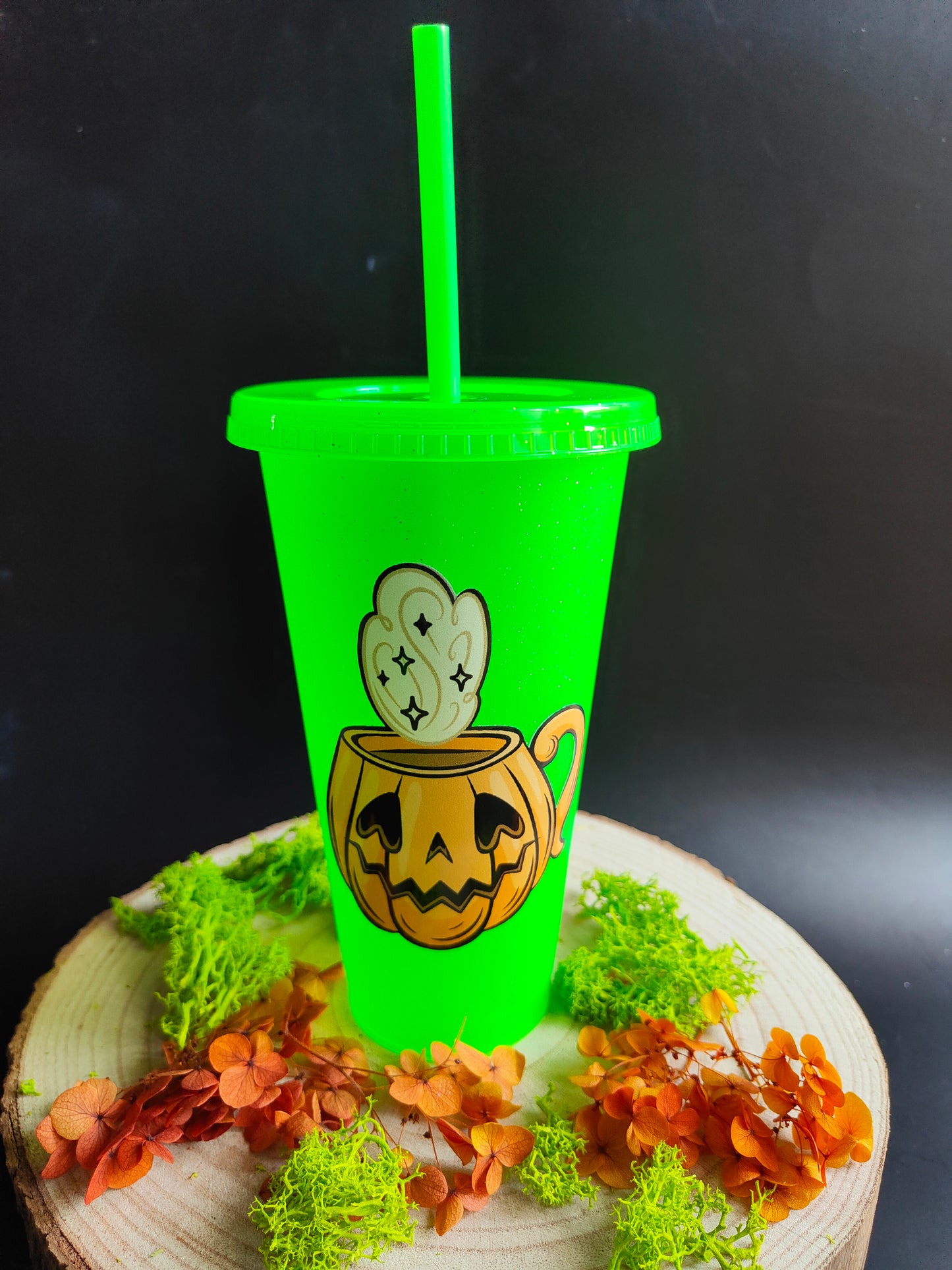 Neon Green Tumbler - Pumpkin Mug