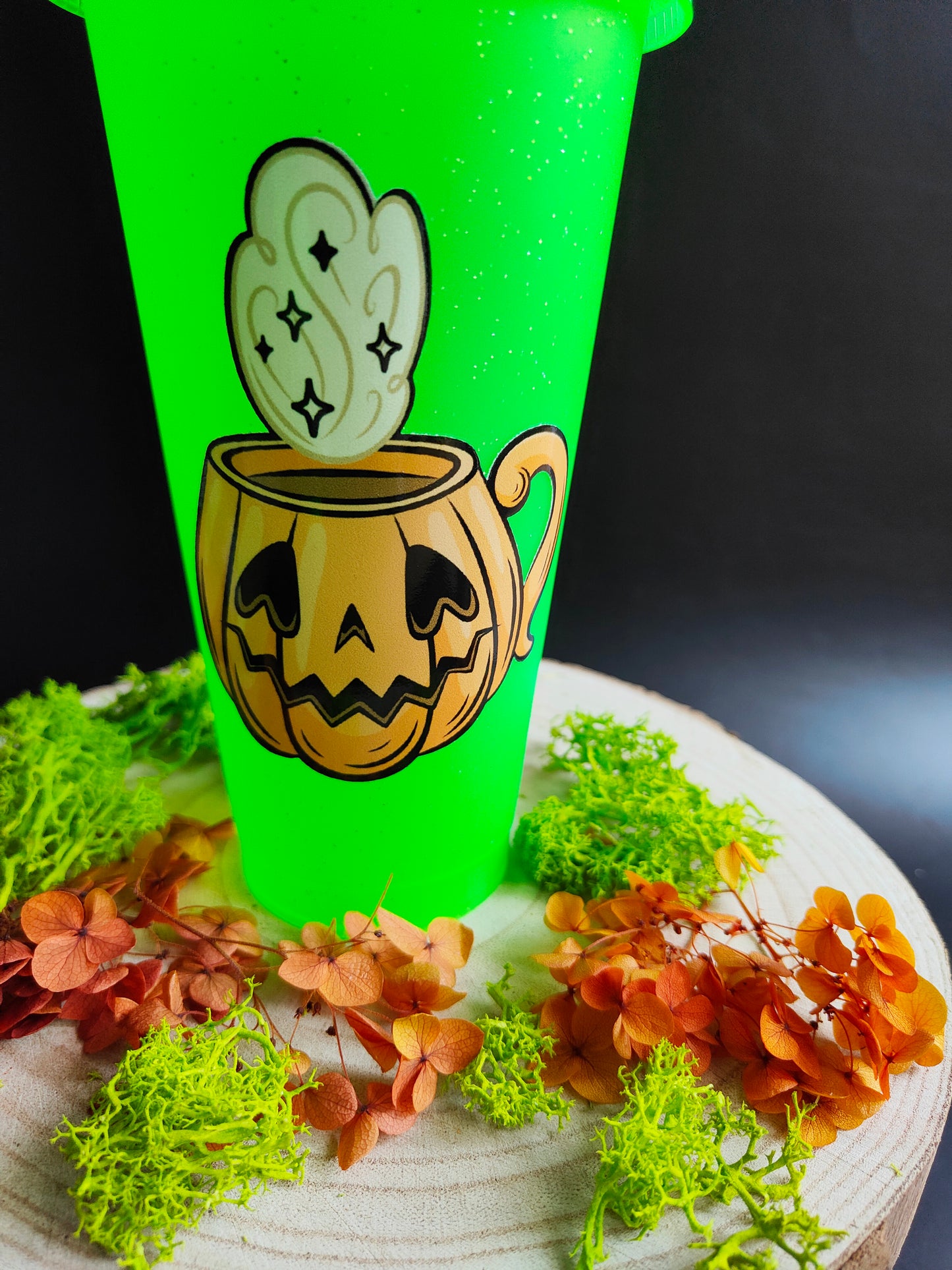 Neon Green Tumbler - Pumpkin Mug