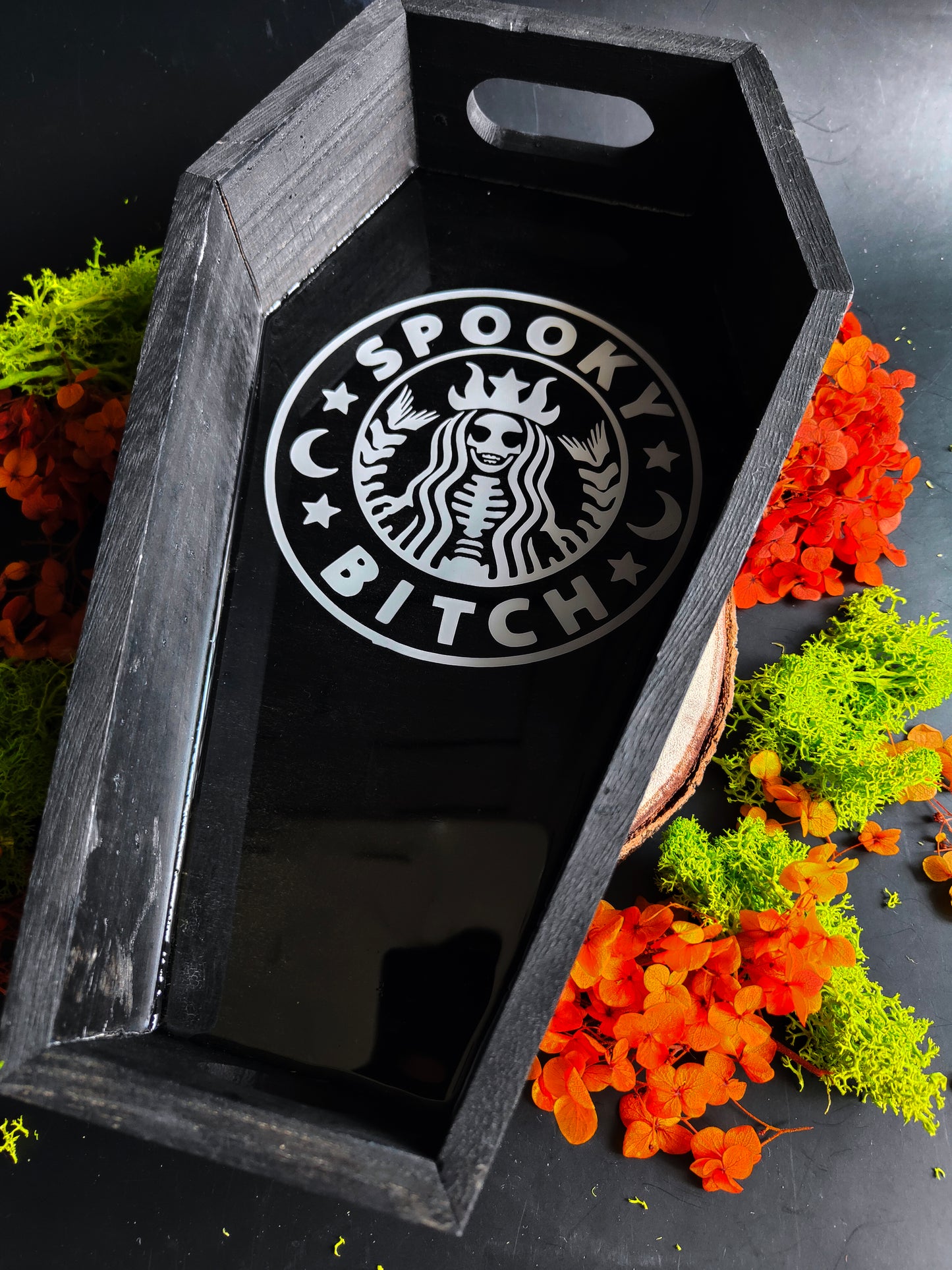 Black "Spooky Bitch" Coffin Tray