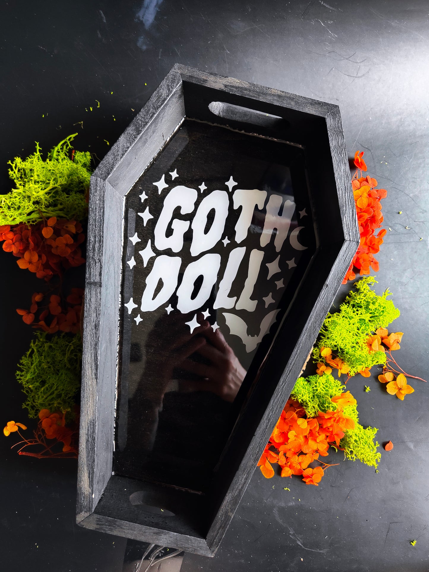 Black "Goth Doll" Coffin Tray