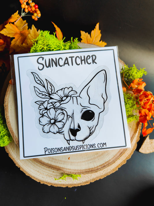 "Sphynx Cat Flowers" Suncatcher