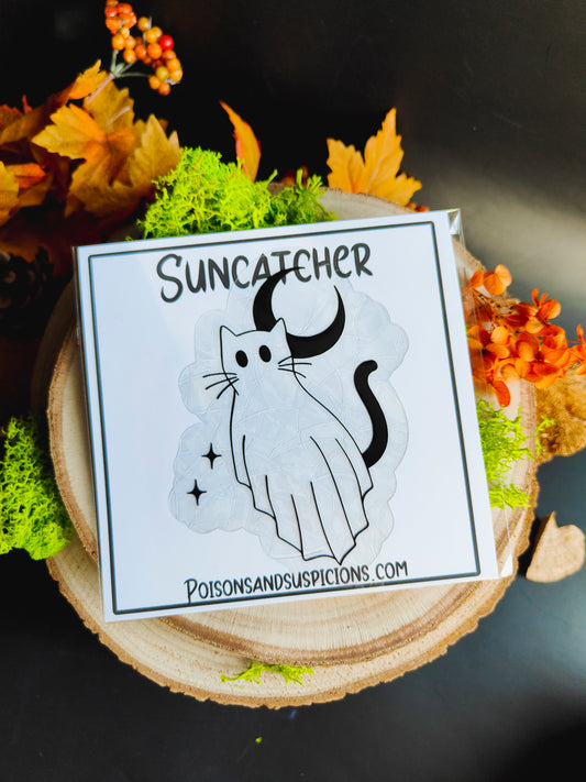 Suncatcher "Ghost Cat &amp; Moon"