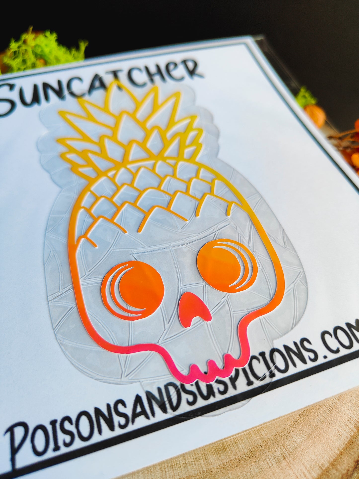 Holographic Suncatcher "Pineapple Skull"