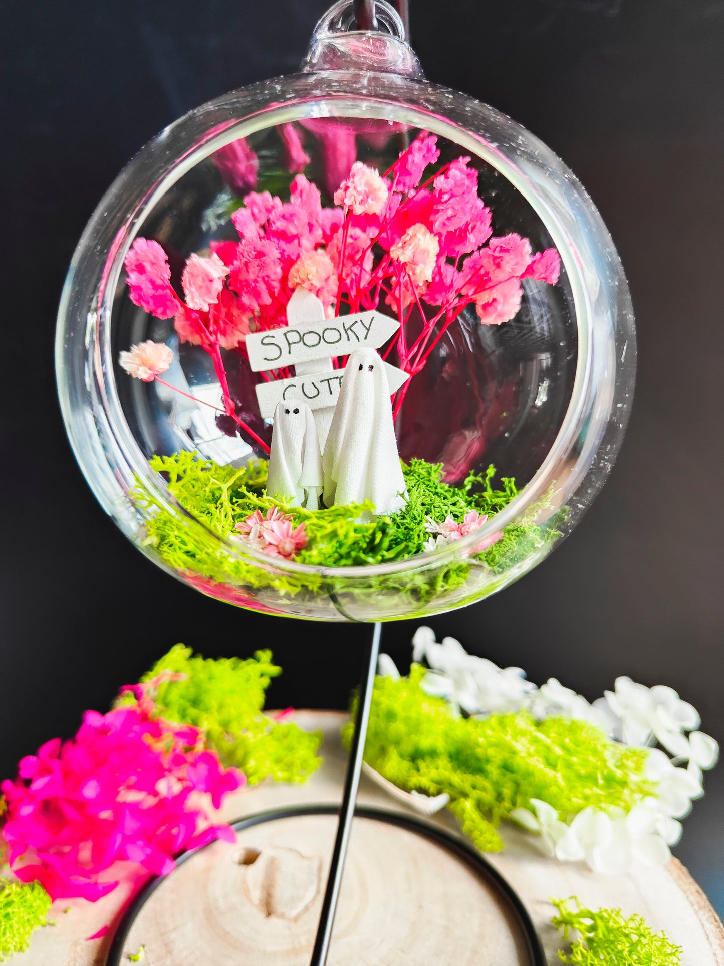 Adopt a Ghost - Hanging Ball - Pink Flowers