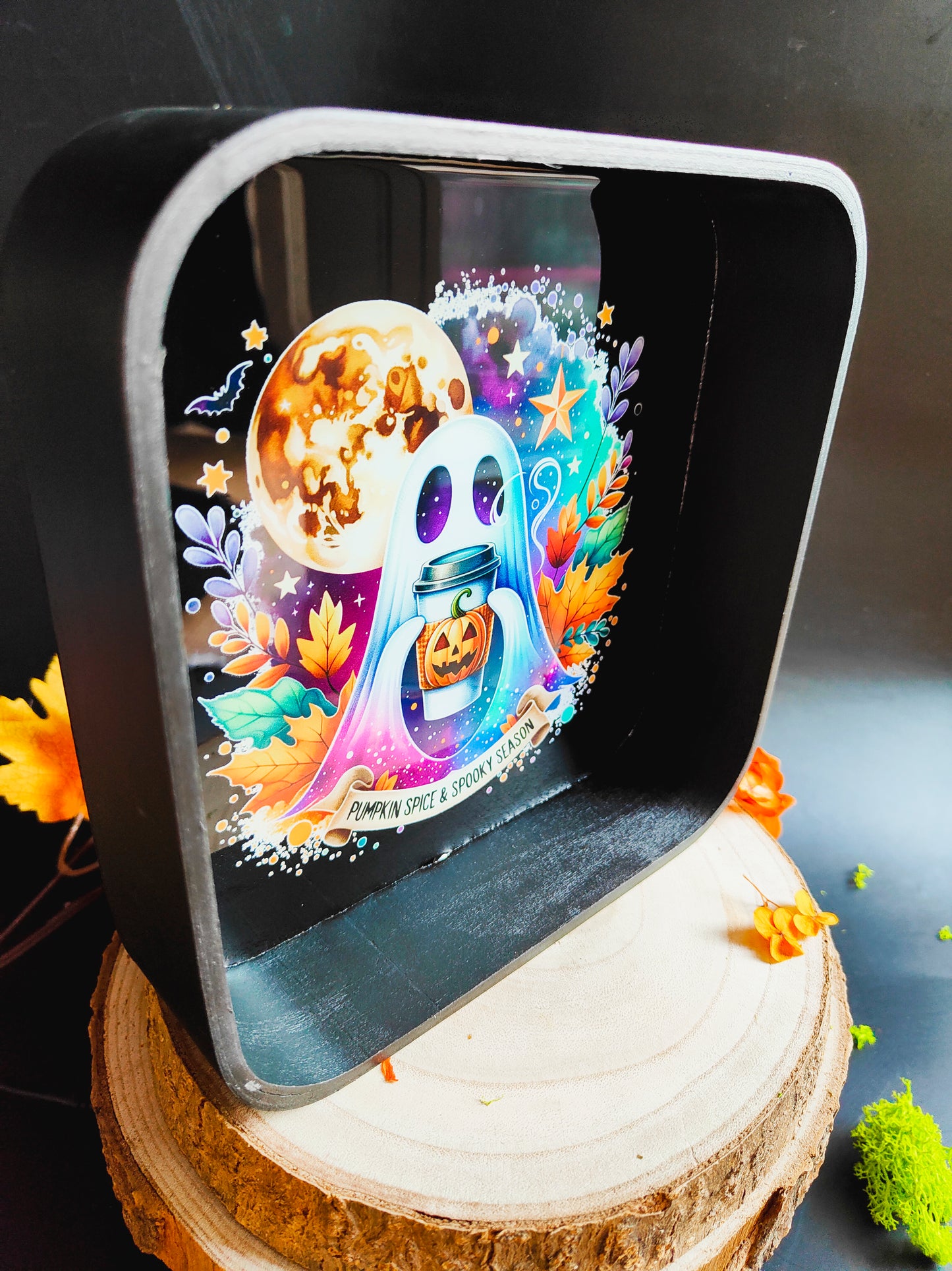 Black "Pumpkin Spice Ghost" Tray