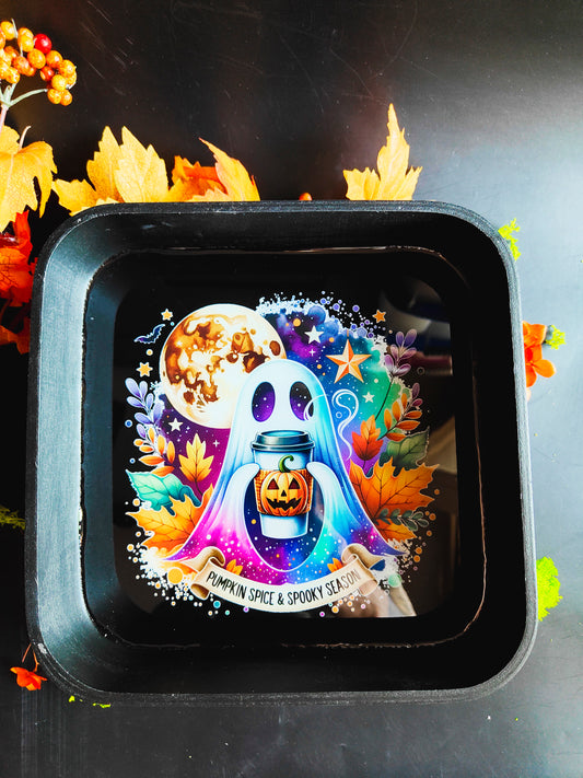 Black "Pumpkin Spice Ghost" Tray