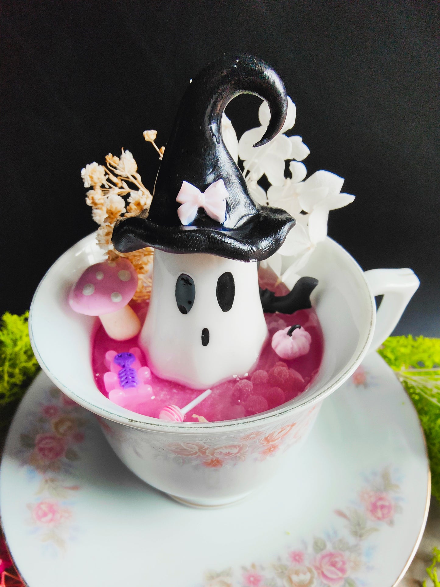 Ghost in his Vintage Mug - Pink Witch Edition