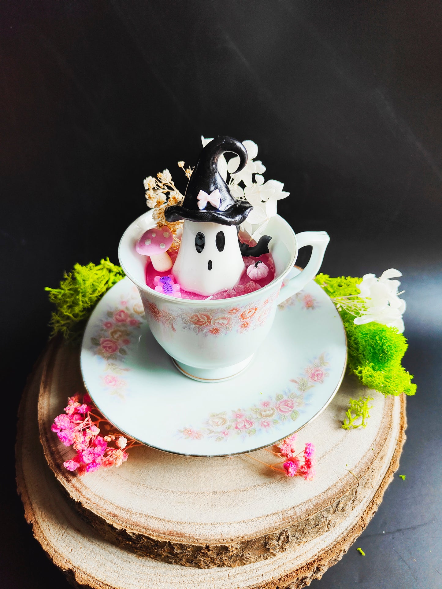 Ghost in his Vintage Mug - Pink Witch Edition