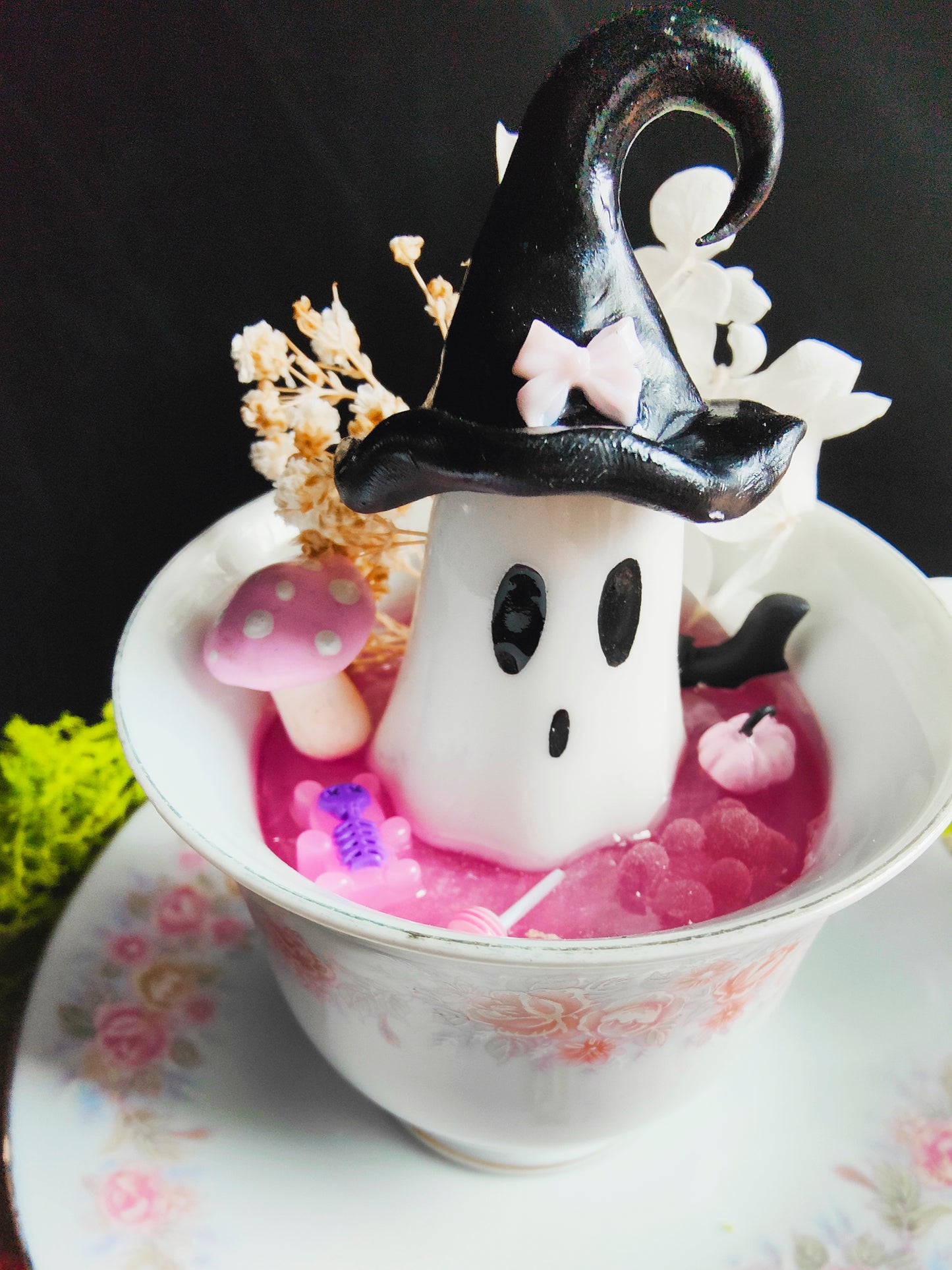 Ghost in his Vintage Mug - Pink Witch Edition