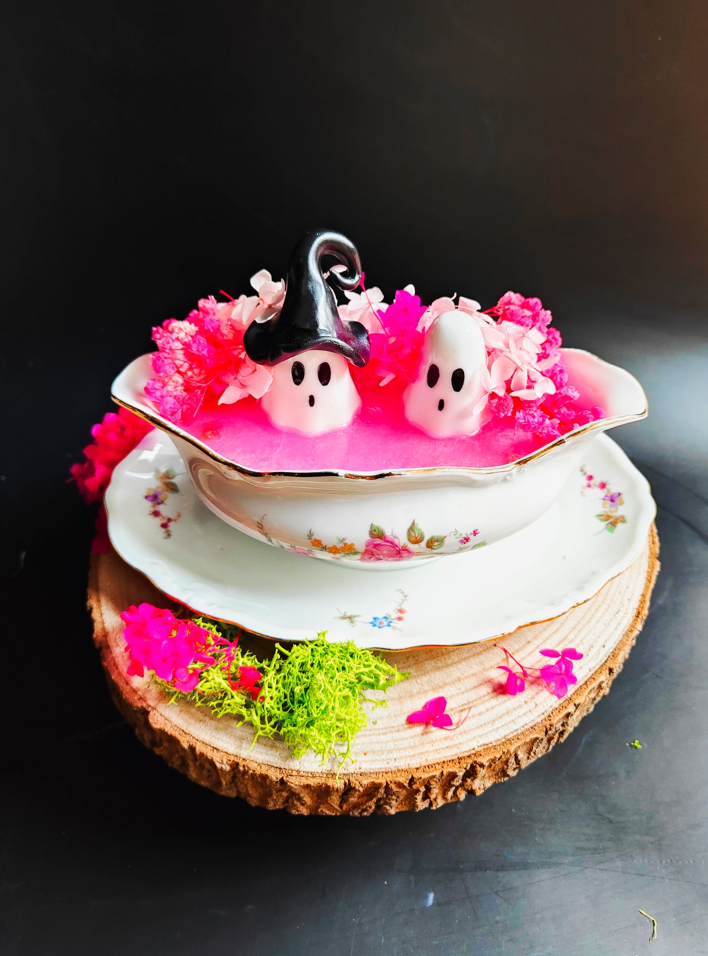 Ghosts in their Vintage Dishes - Fushia Pink Edition