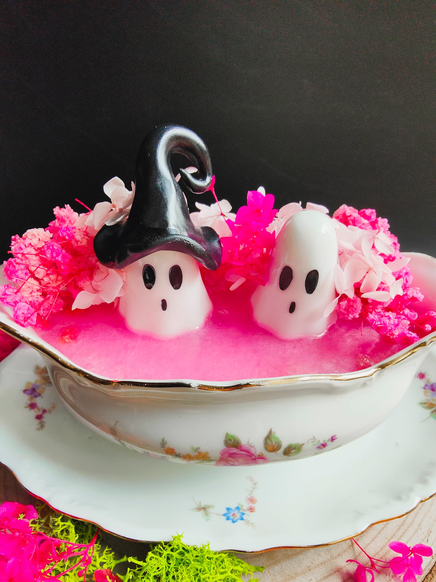 Ghosts in their Vintage Dishes - Fushia Pink Edition