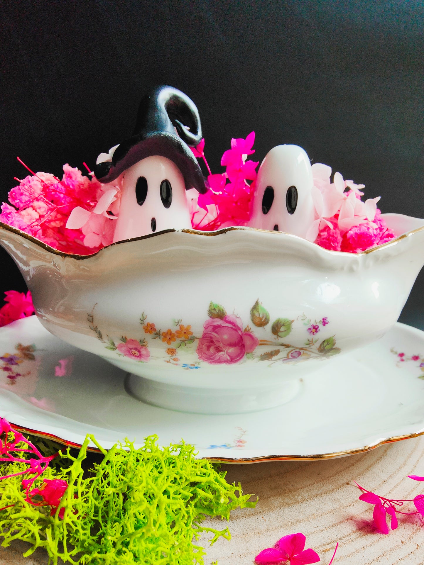 Ghosts in their Vintage Dishes - Fushia Pink Edition