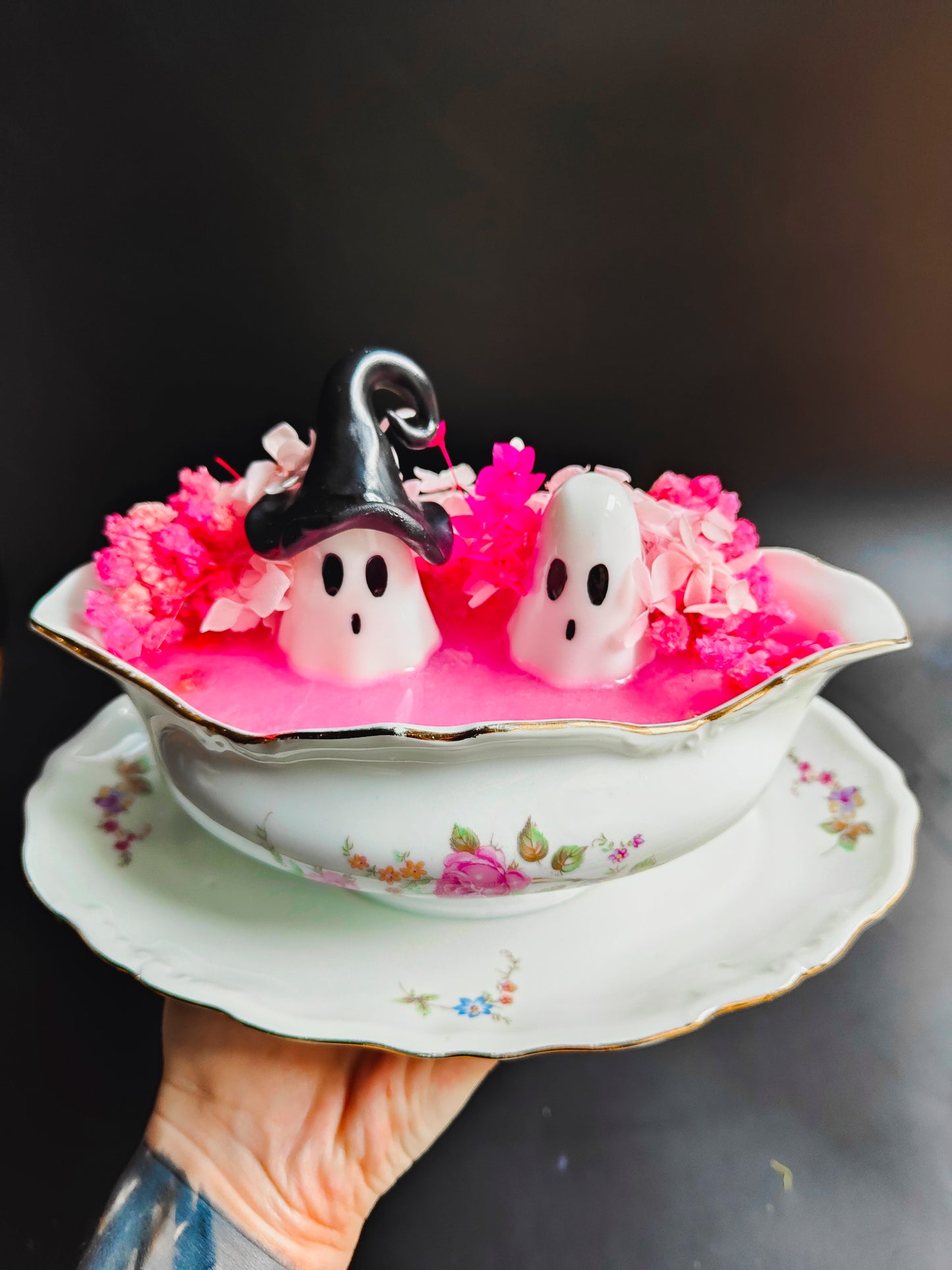 Ghosts in their Vintage Dishes - Fushia Pink Edition