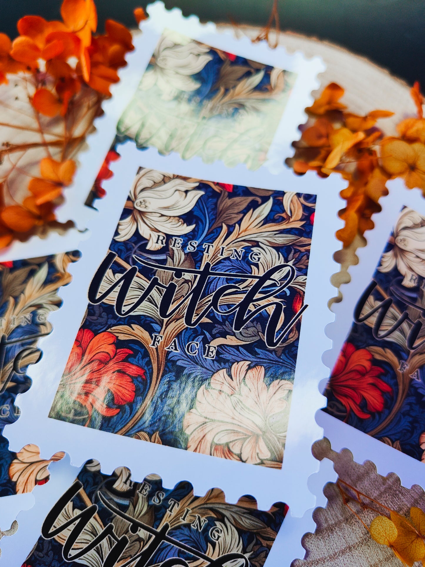 Glossy Self-Adhesive Stickers "Witchy Floral Stamp"