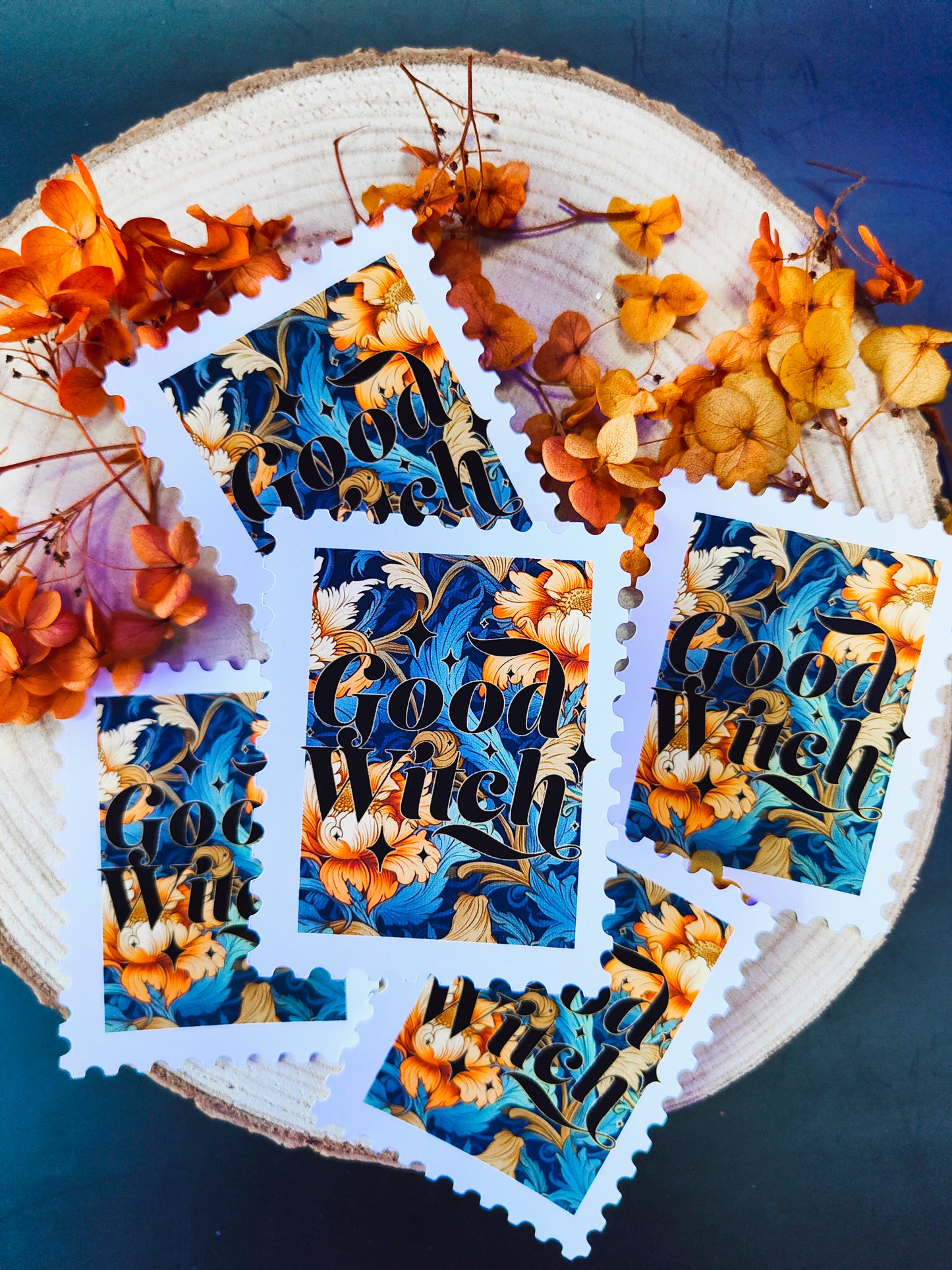 Glossy Self-Adhesive Stickers "Witchy Floral Stamp"