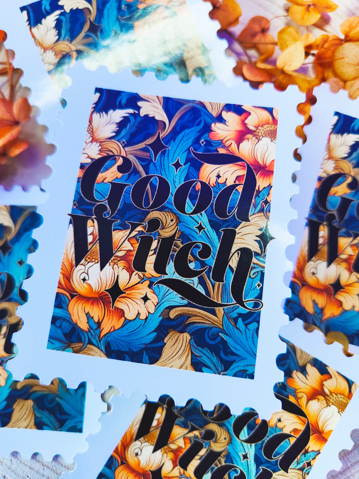 Glossy Self-Adhesive Stickers "Witchy Floral Stamp"