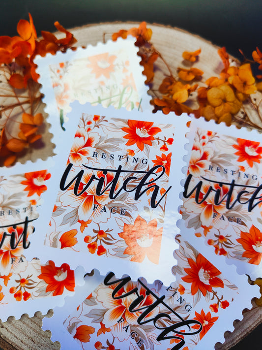 Glossy Self-Adhesive Stickers "Witchy Floral Stamp"