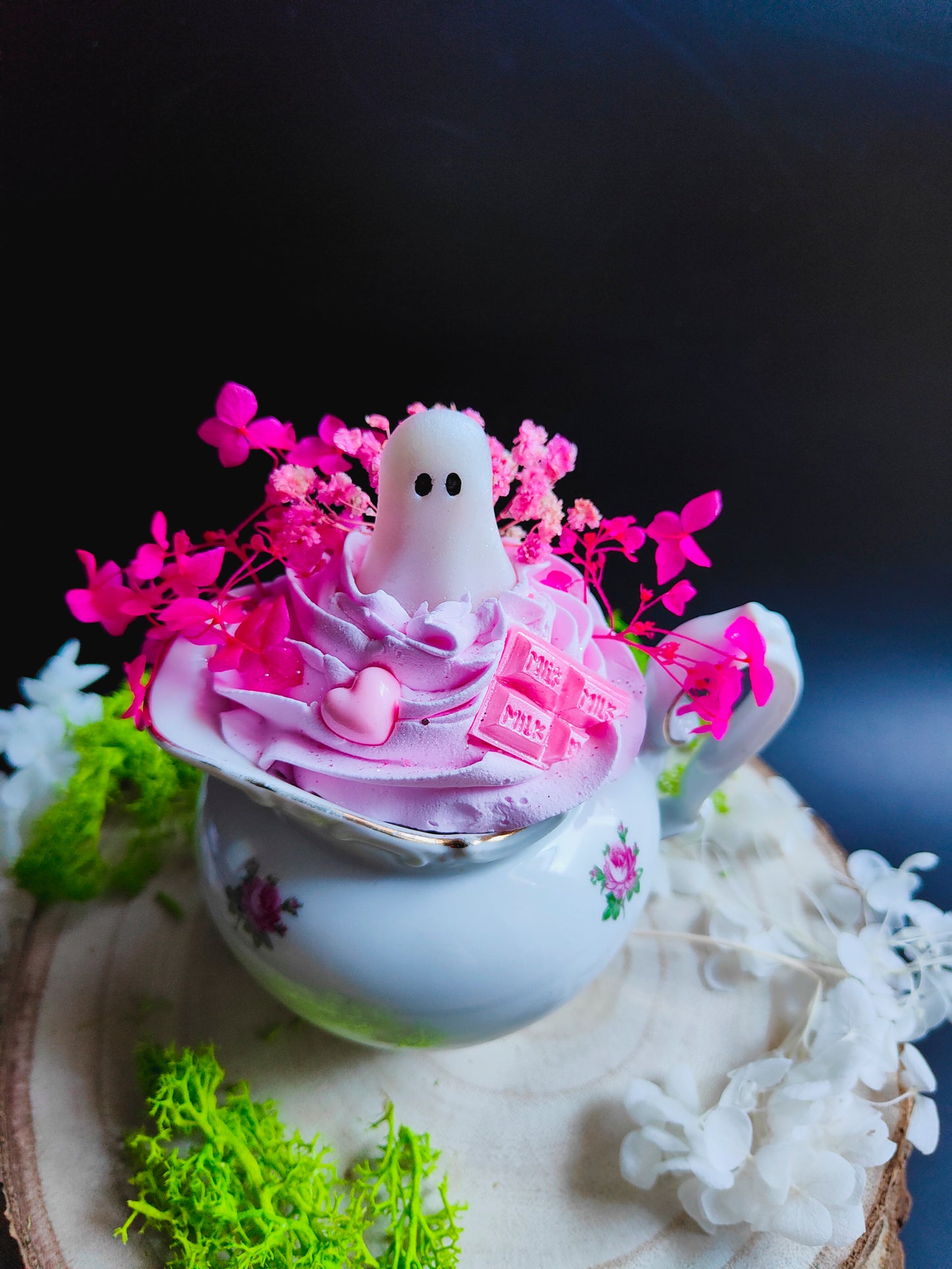 Ghost in his Vintage Milk Jug - Fushia