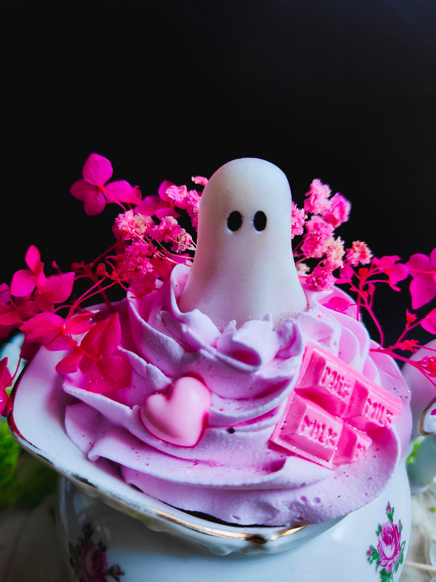 Ghost in his Vintage Milk Jug - Fushia