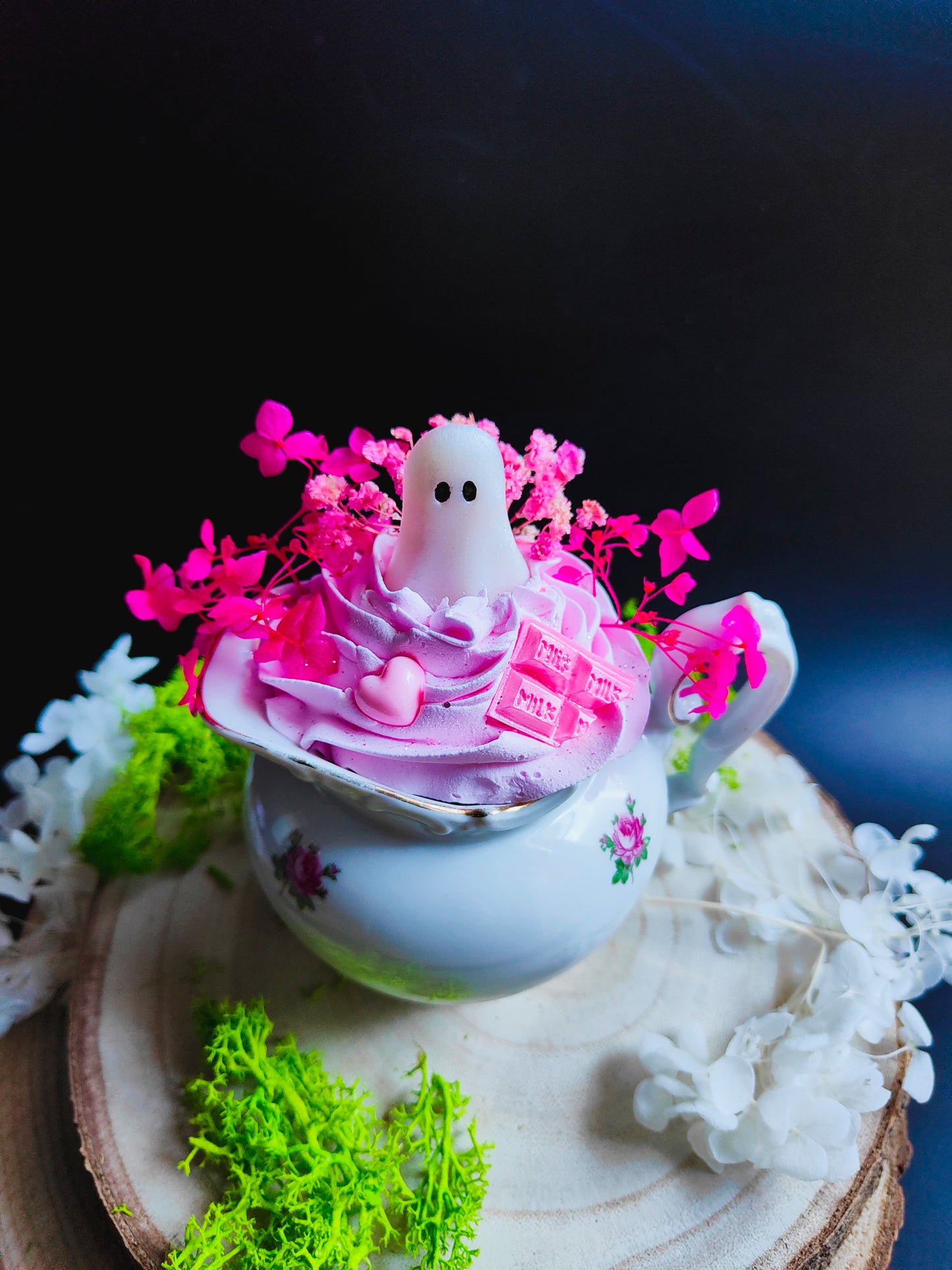 Ghost in his Vintage Milk Jug - Fushia