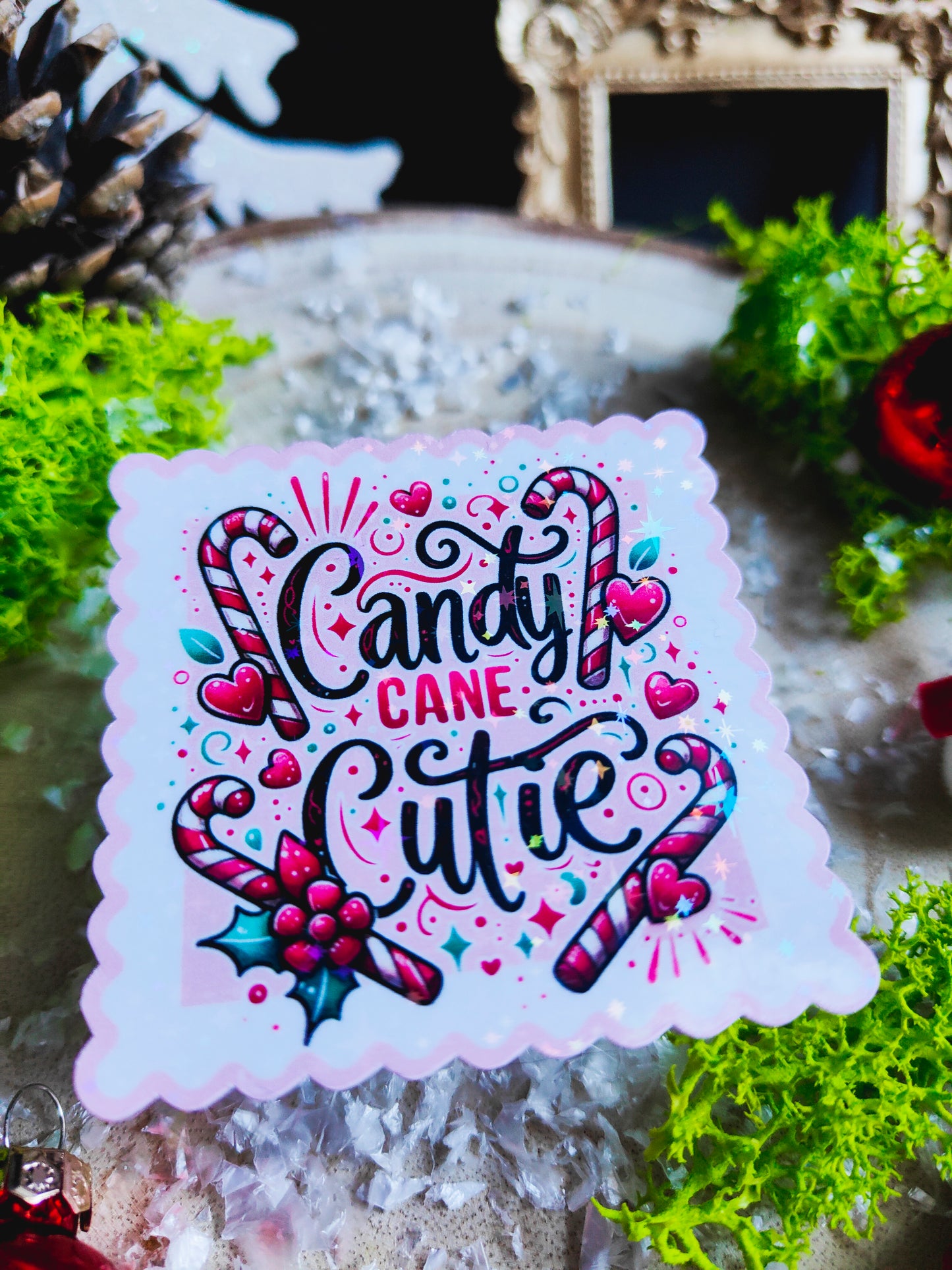 Holographic Sticker "Candy Cane Cutie"