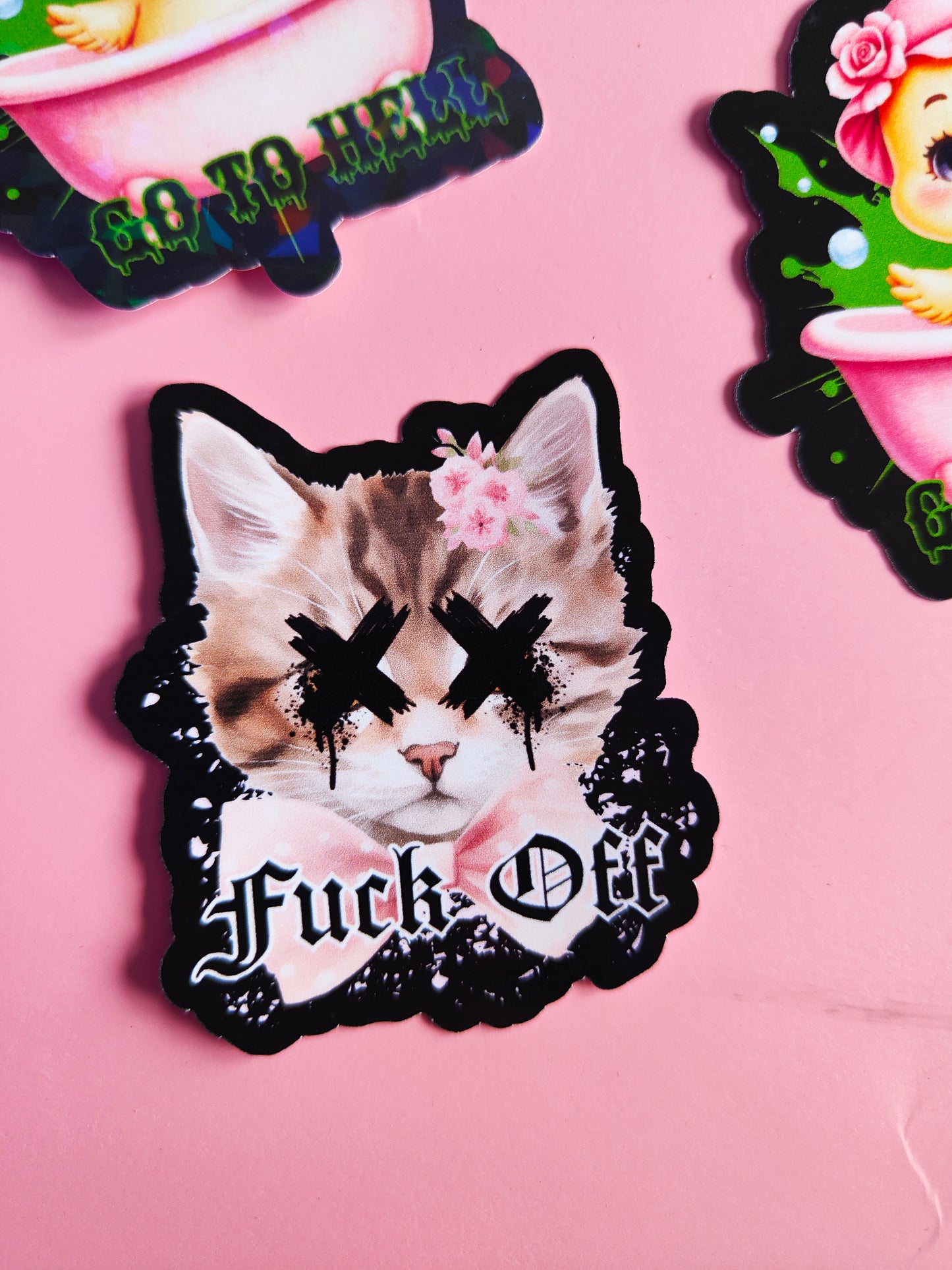 Stickers "Fuck Off" Dark Kawaii/Dark Humor - Glossy or Holographic