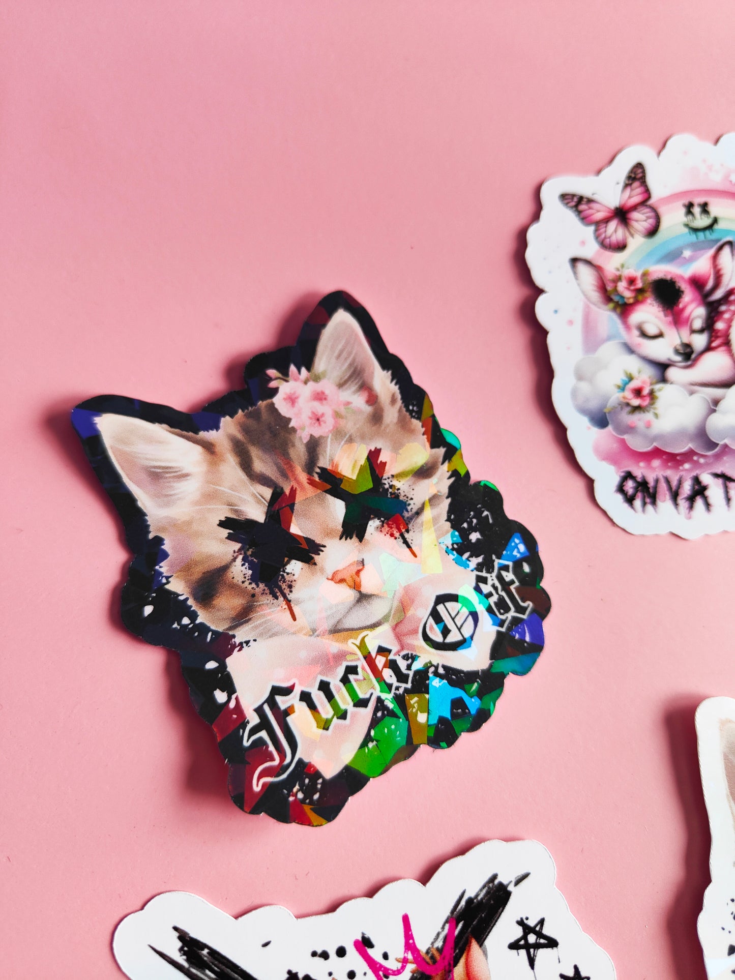 Stickers "Fuck Off" Dark Kawaii/Dark Humor - Glossy or Holographic