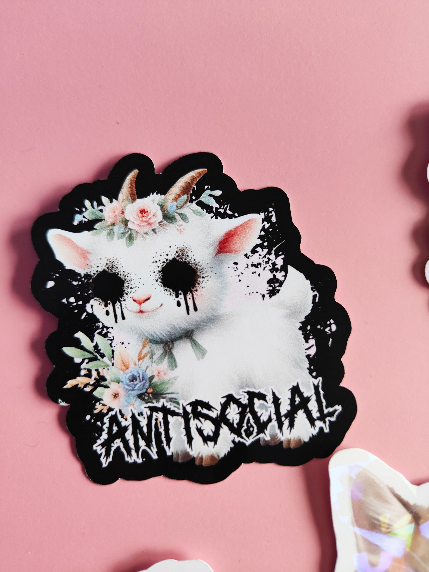 Stickers "Antisocial" Dark Kawaii/Dark Humor - Glossy or Holographic