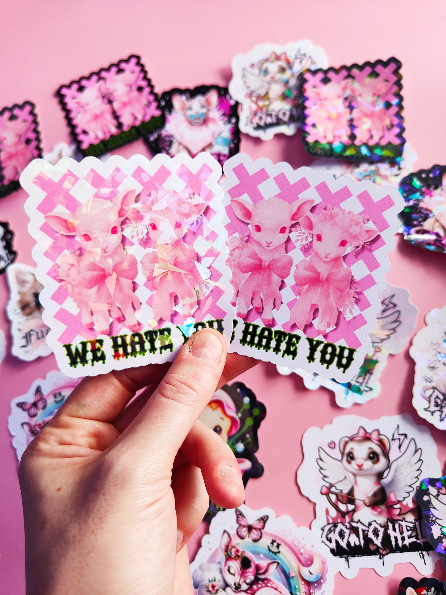 Stickers "We hate You" Dark Kawaii/Dark Humor - Glossy or Holographic