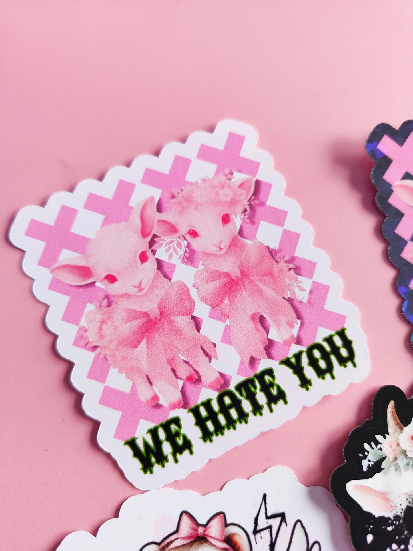 Stickers "We hate You" Dark Kawaii/Dark Humor - Glossy or Holographic