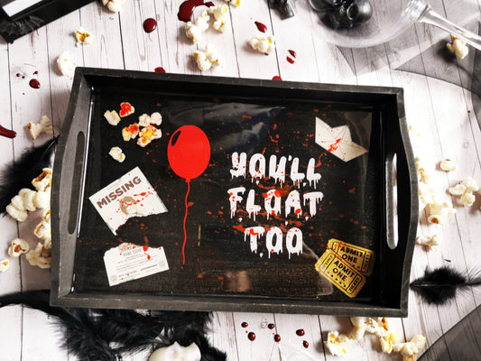 “You All Float Too” Black Wooden Tray