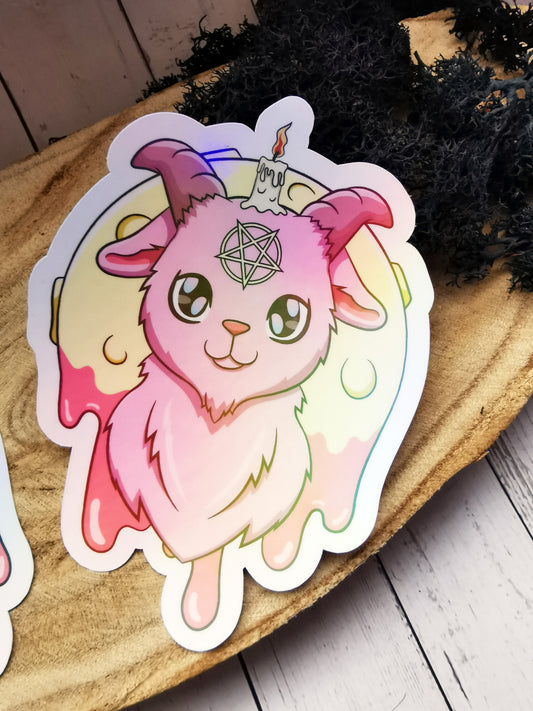 Stickers Holographic "Cute Baphomet"