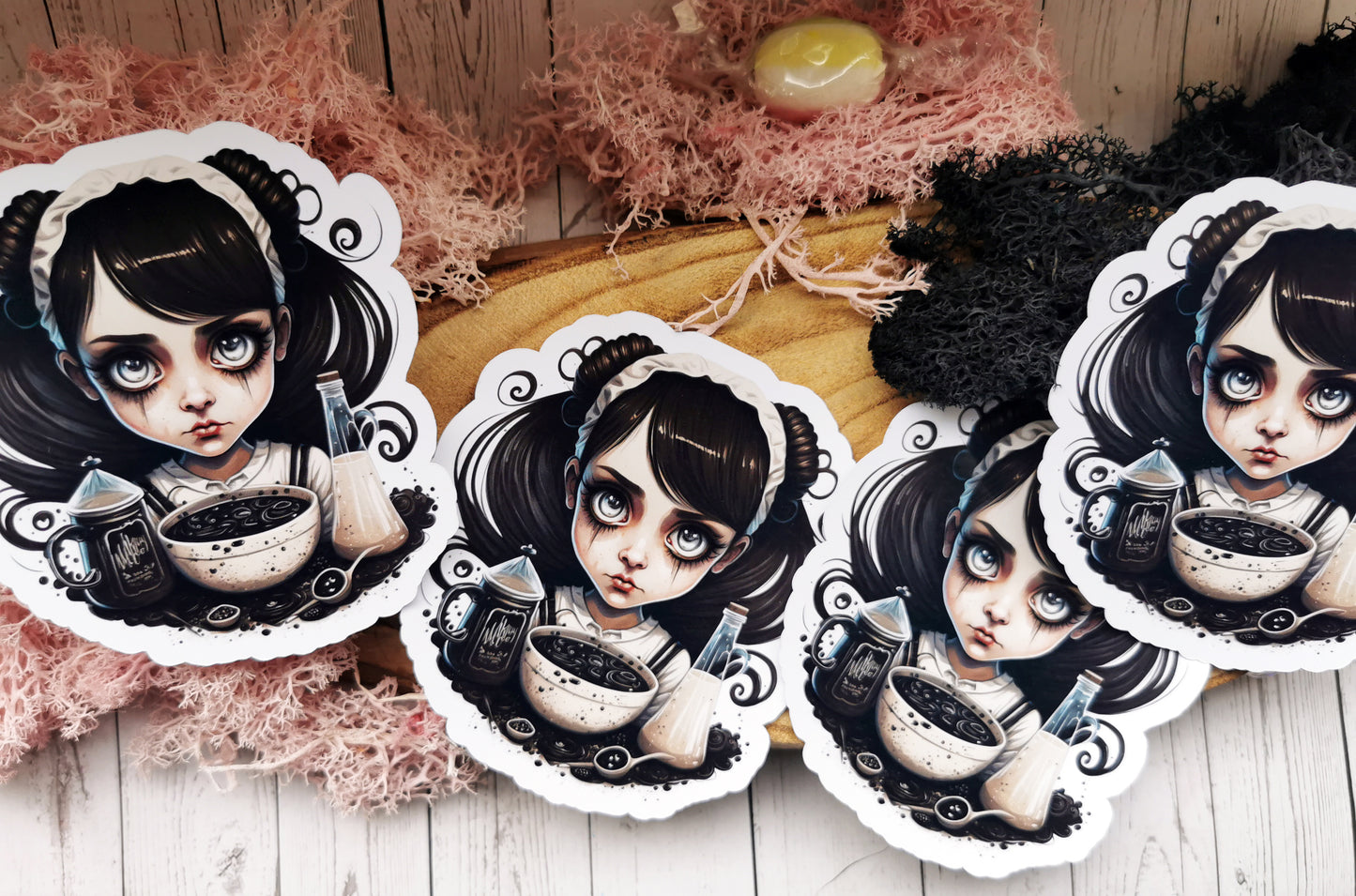 Creepy Breakfast Girl Stickers