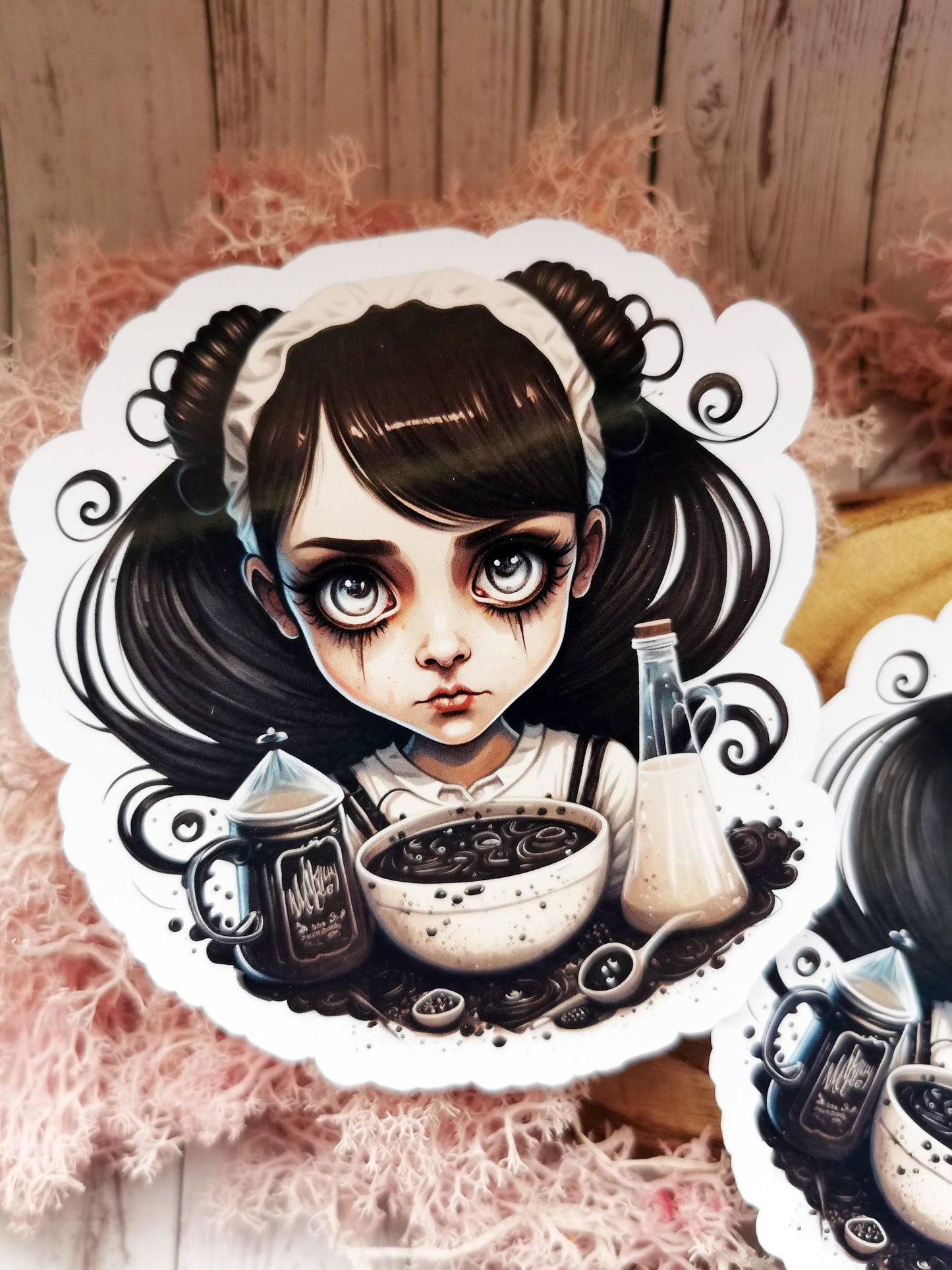 Creepy Breakfast Girl Stickers