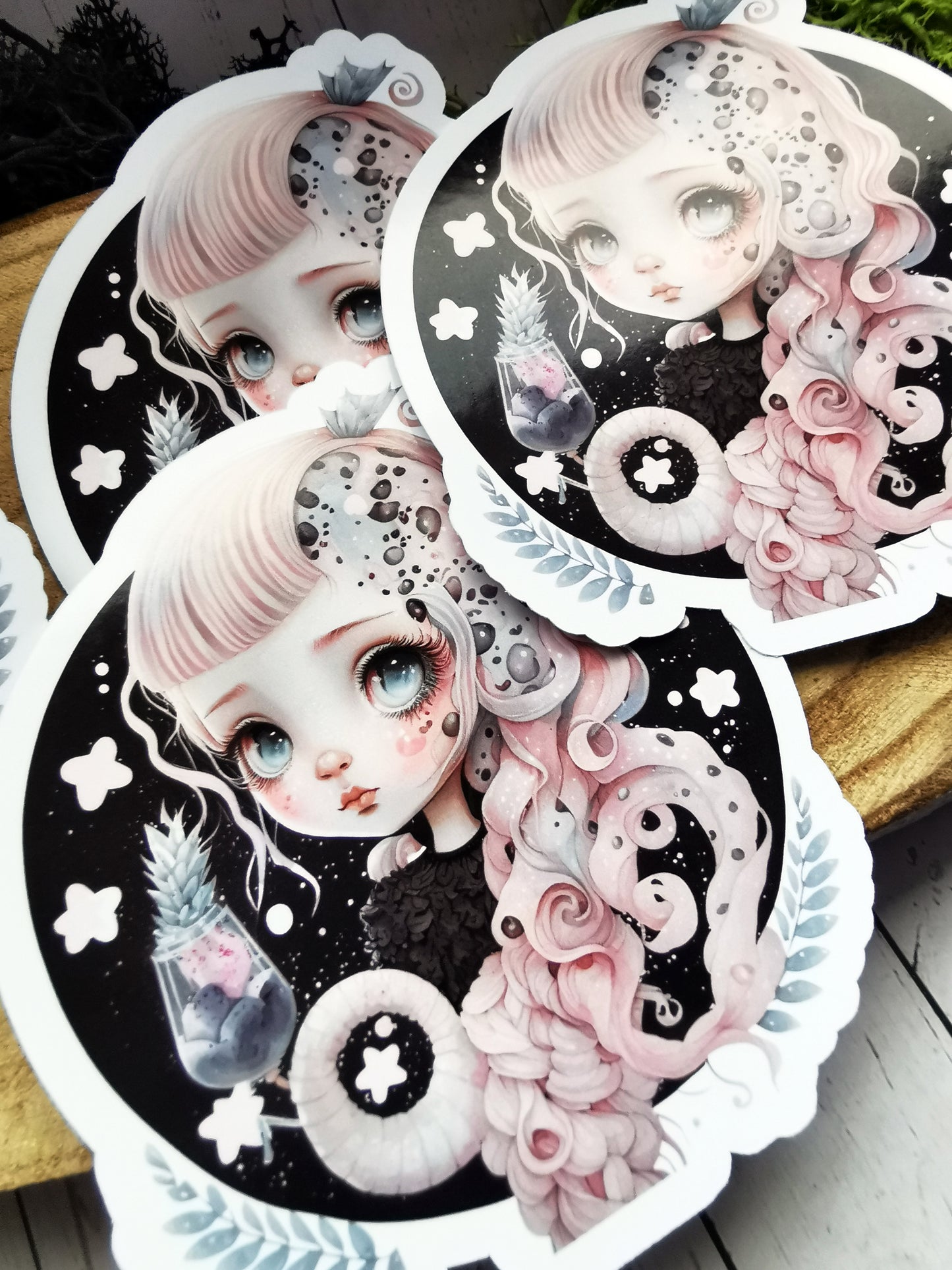 “Creepy Pink Robot Girl” Stickers