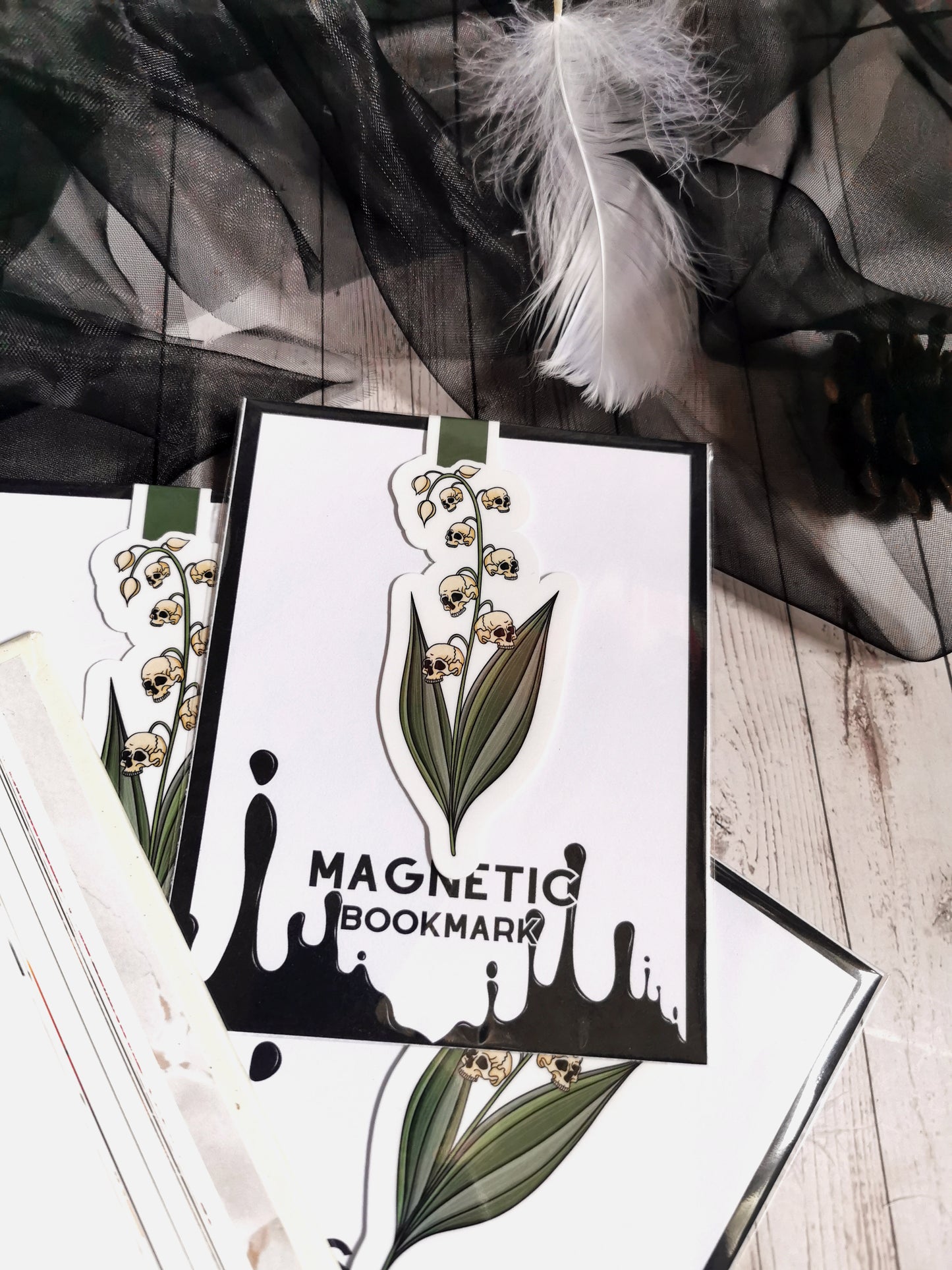 Marque-Page Magnétique "Creepy Skull Flowers"