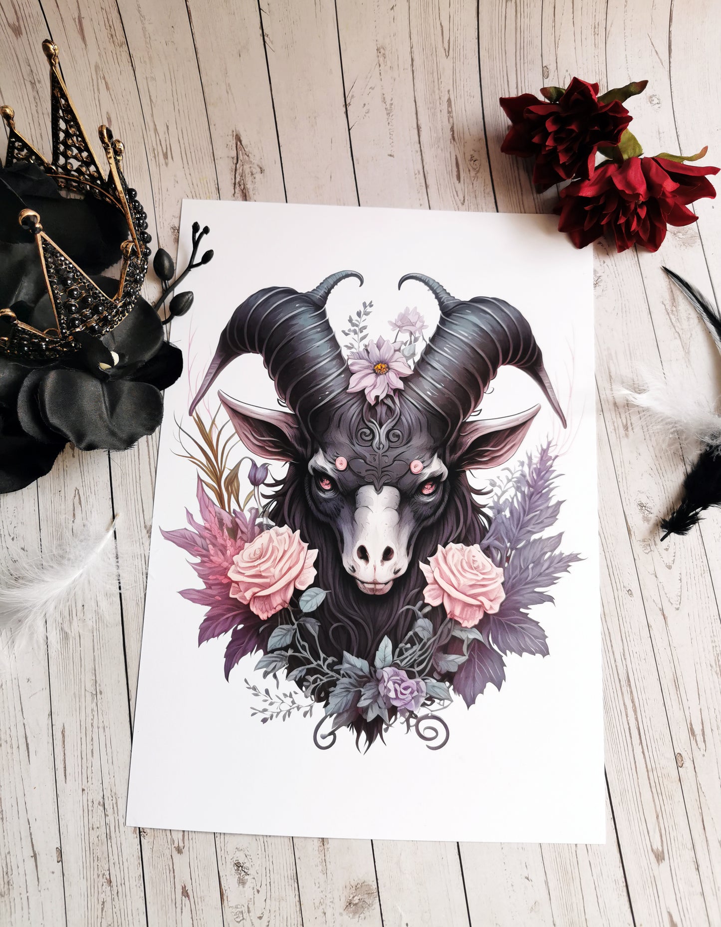 A4 Print Illustration "Baphomet Flowers"