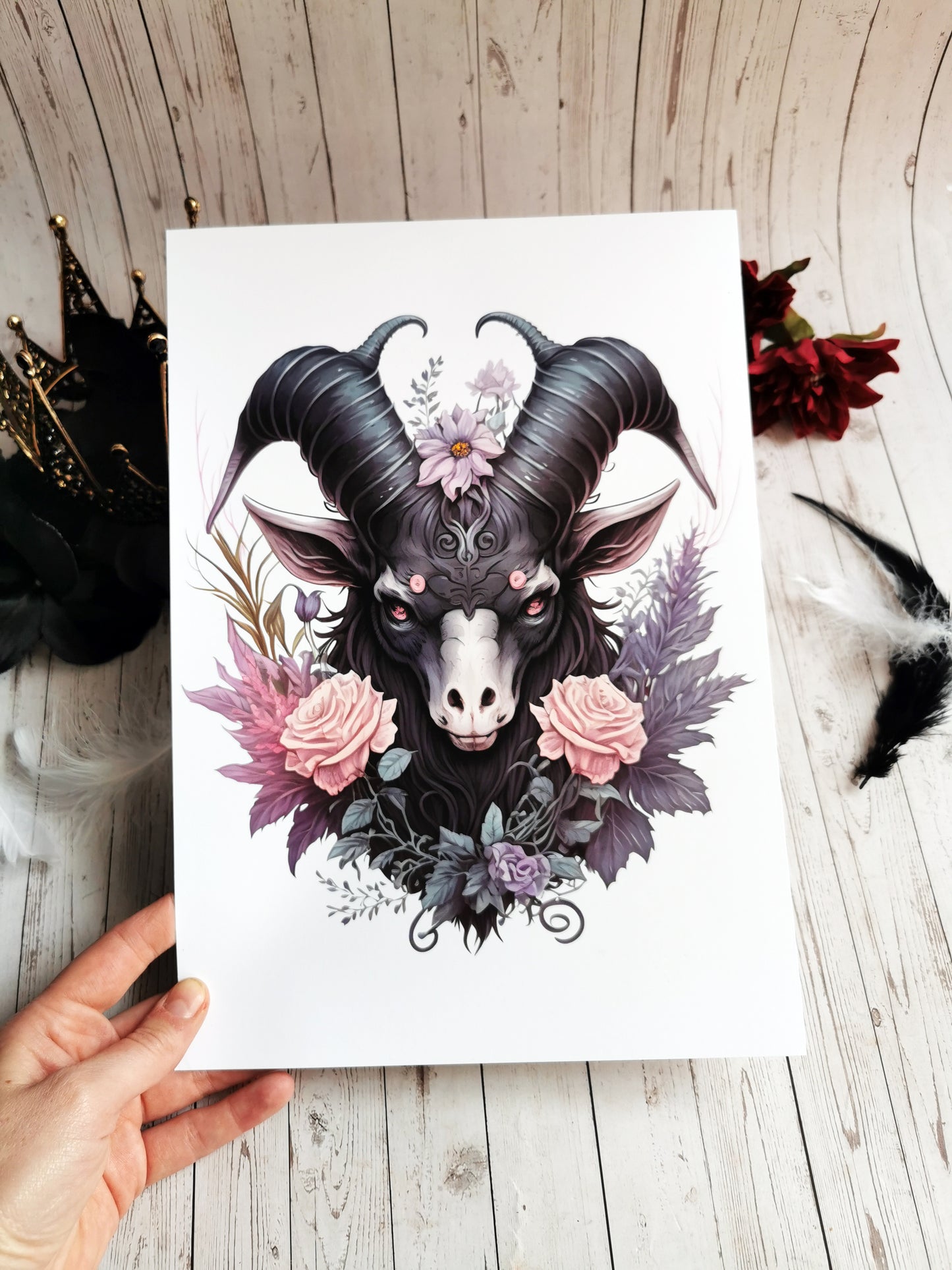 A4 Print Illustration "Baphomet Flowers"