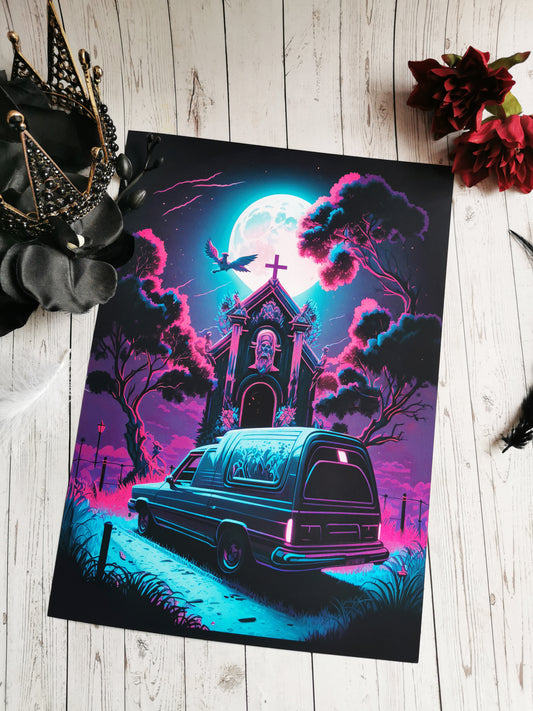 A4 Print Illustration "Cyber ​​Hearse"