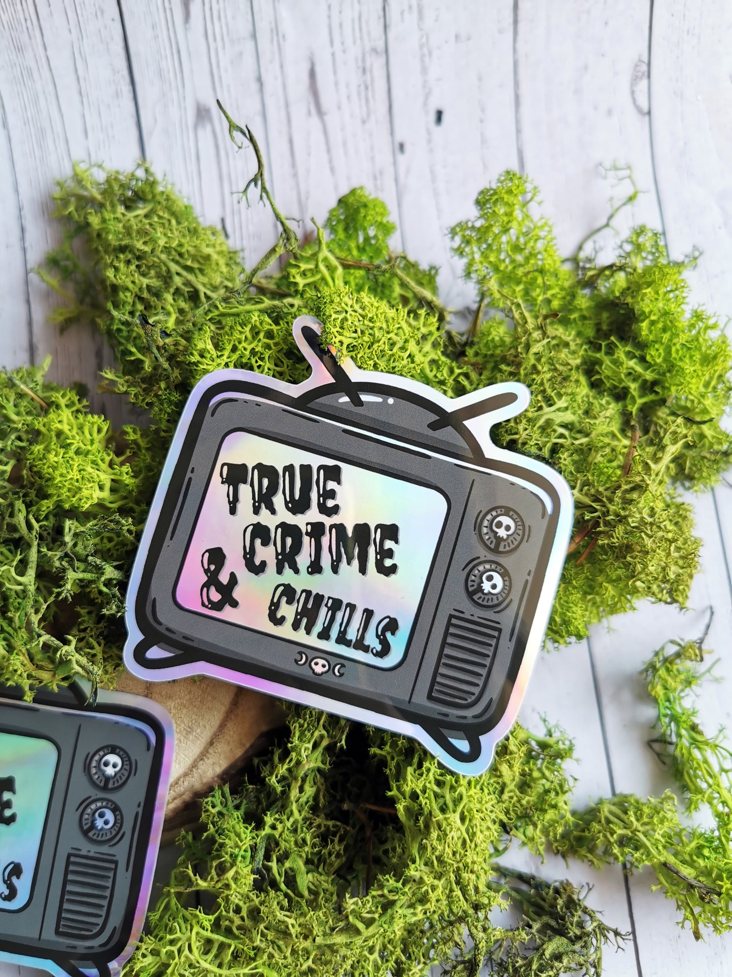 Holographic Sticker " True Crime & Chills"