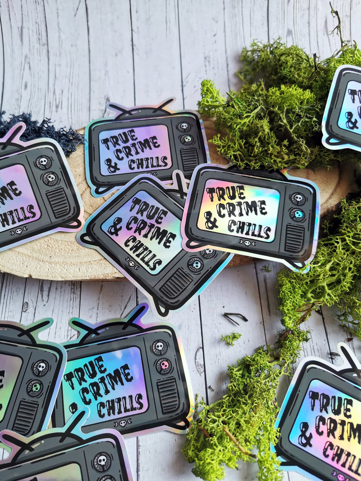 Holographic Sticker " True Crime & Chills"